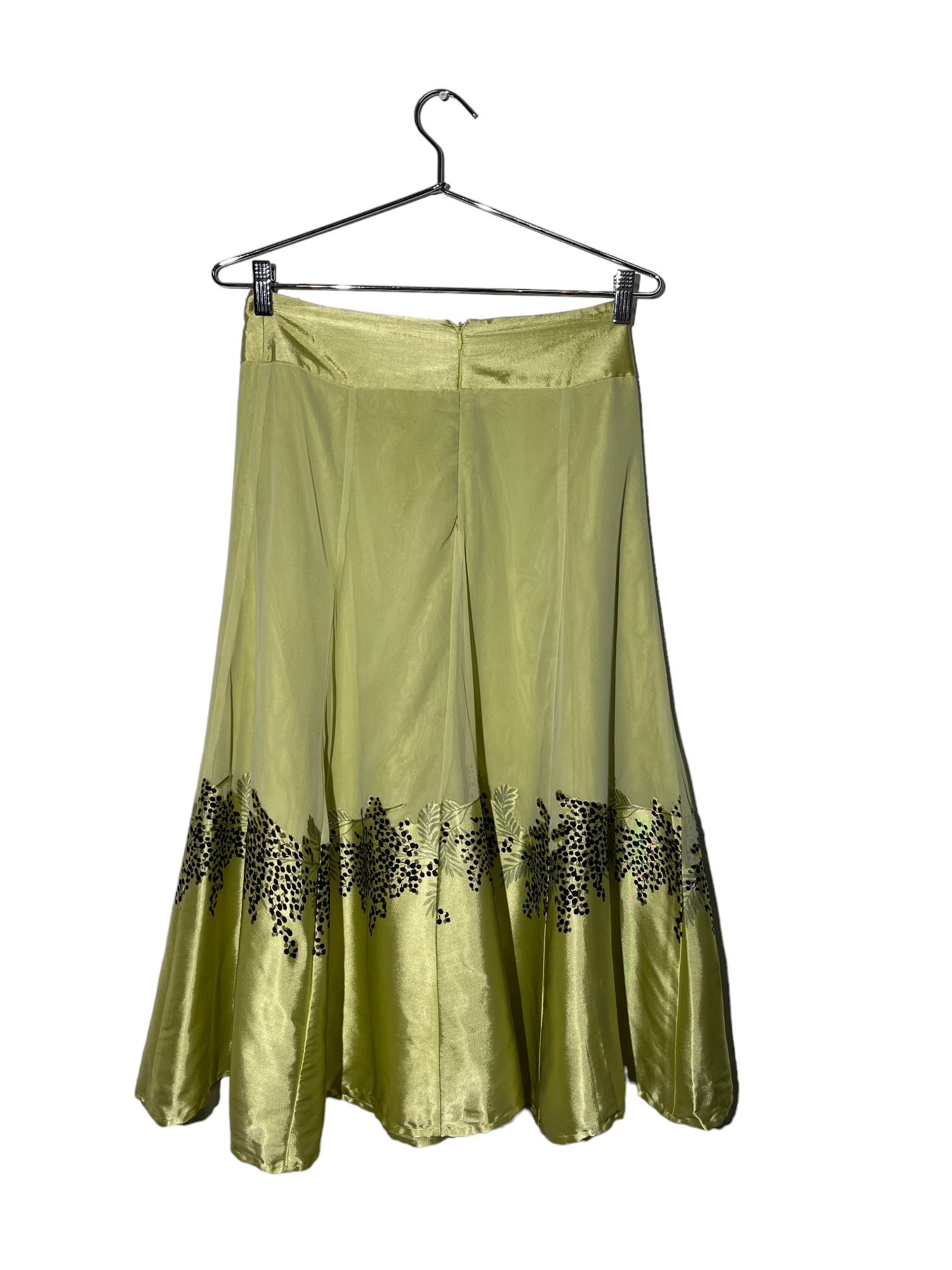 Cotton Green Pleated Lined Skirt