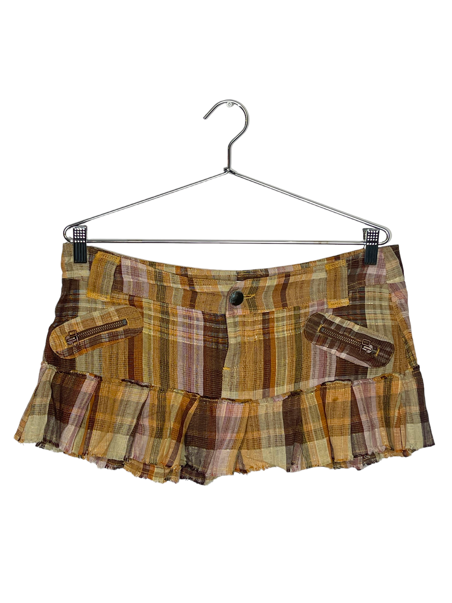Plaid Brown Mini Skirt