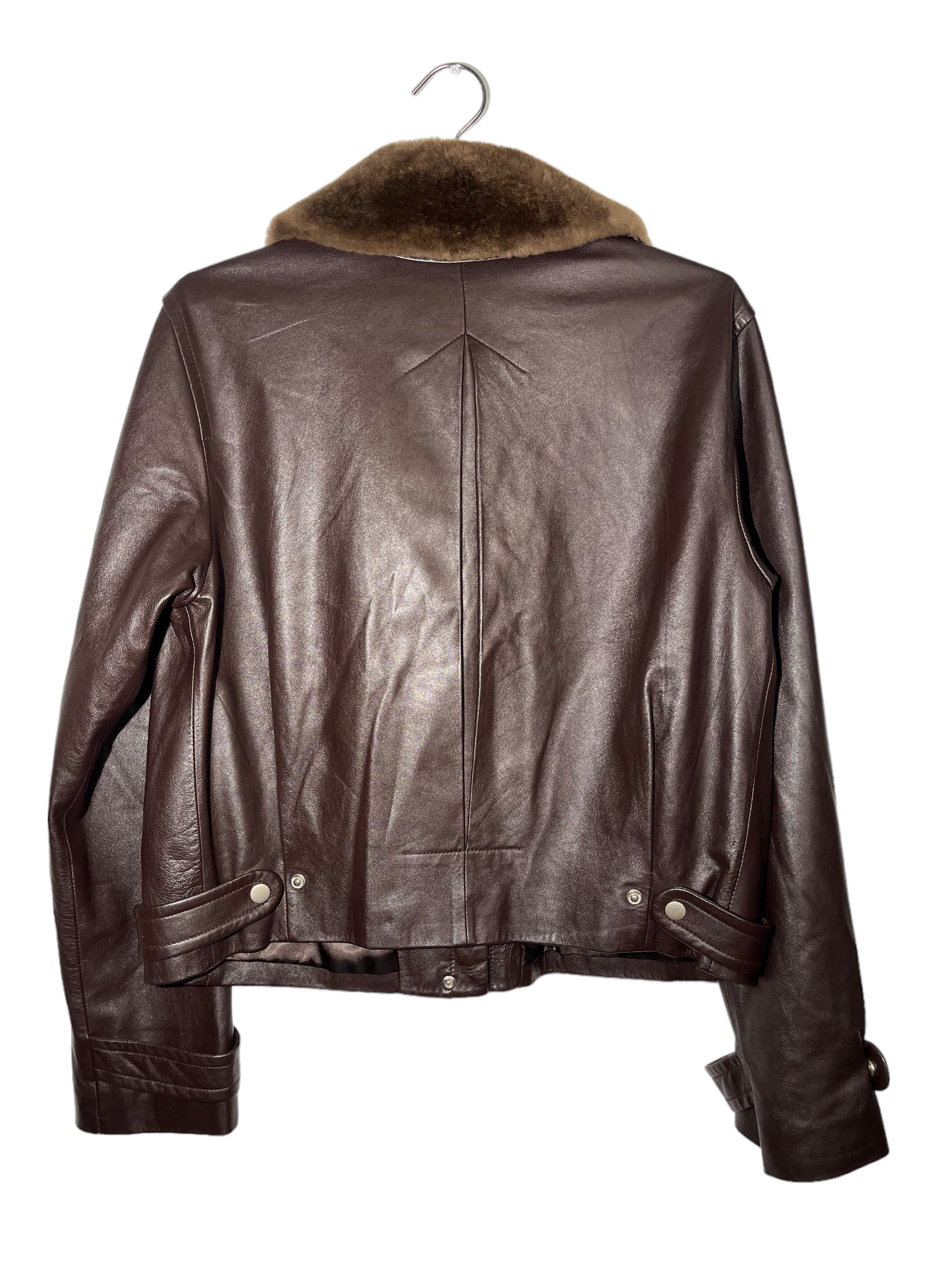 Brown Leather Jacket Fur Trim