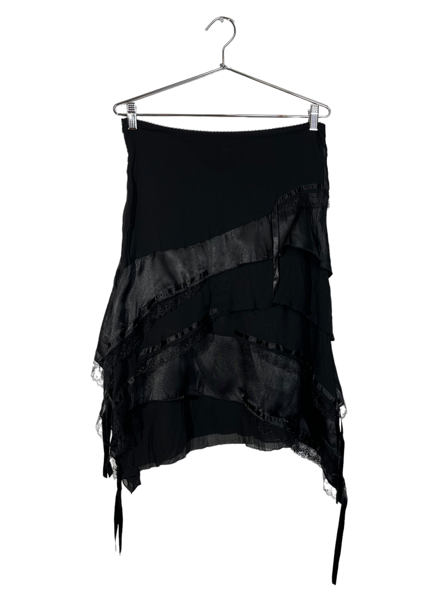 CNB Multi Textured Black Midi Skirt