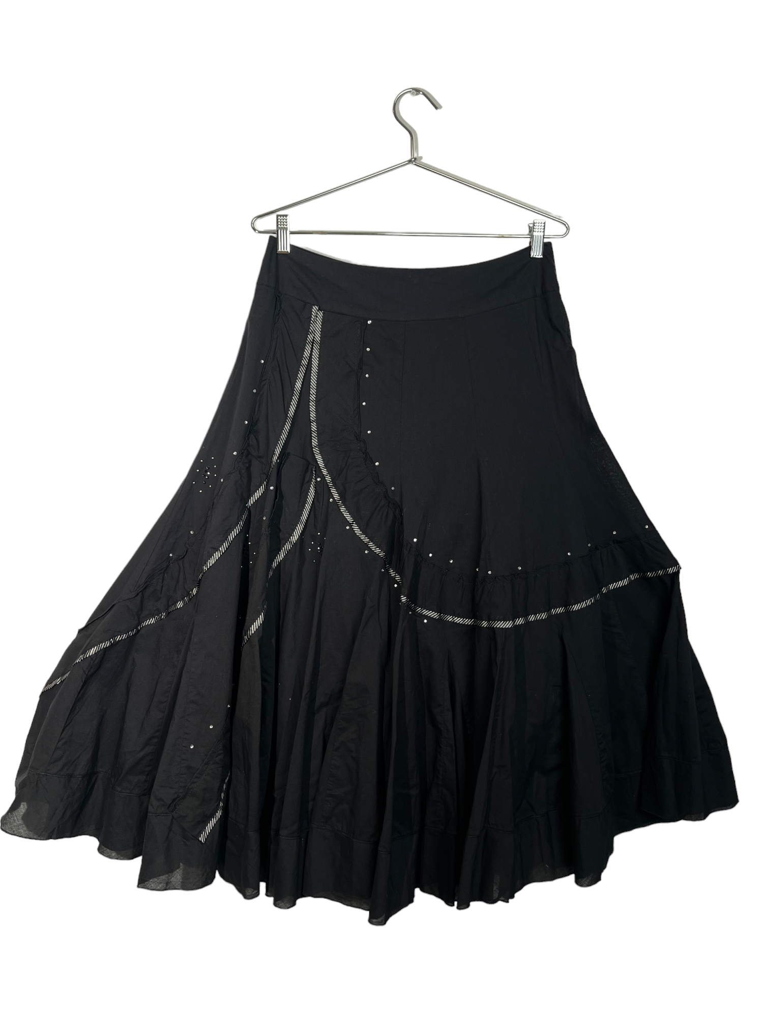 Black Rhinestone Detailed Maxi Skirt