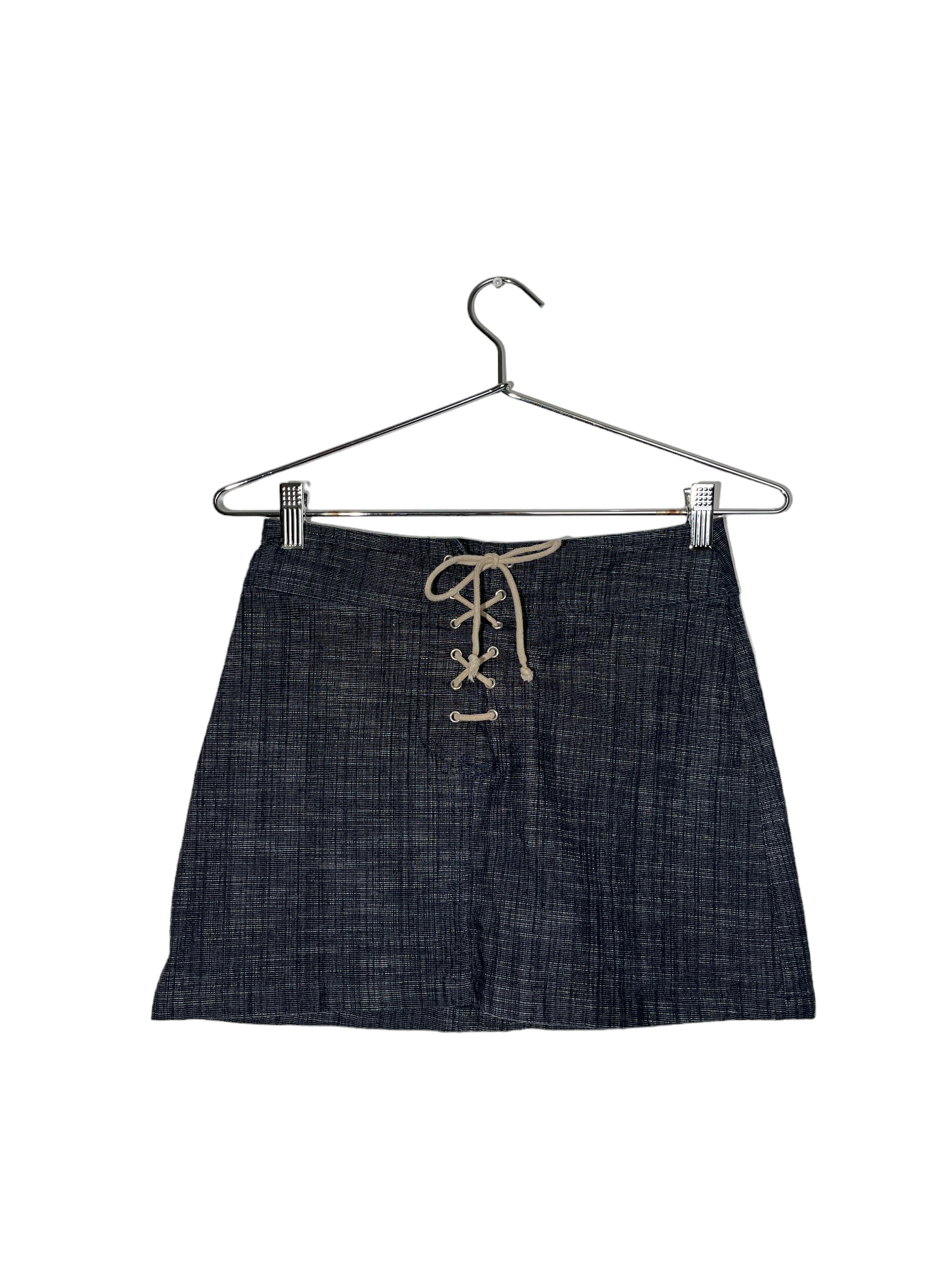 Denim Eyelet Mini Skirt