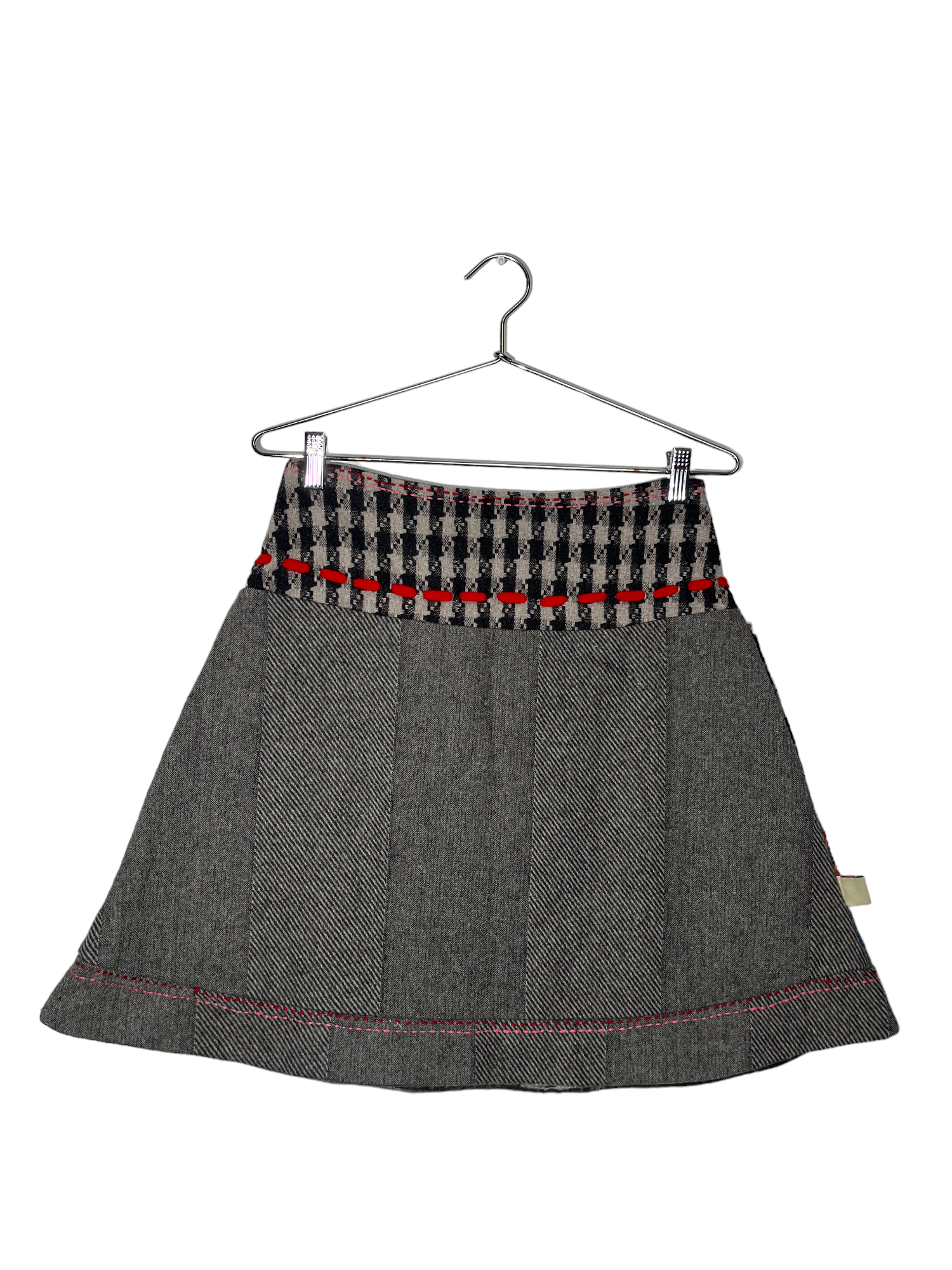 Grey Multi Patterned Embroidered Flowers Skirt