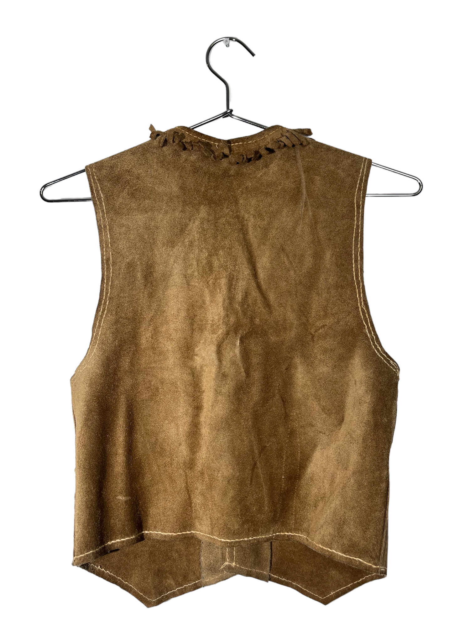 Brown Suede Vest Fringe Trim