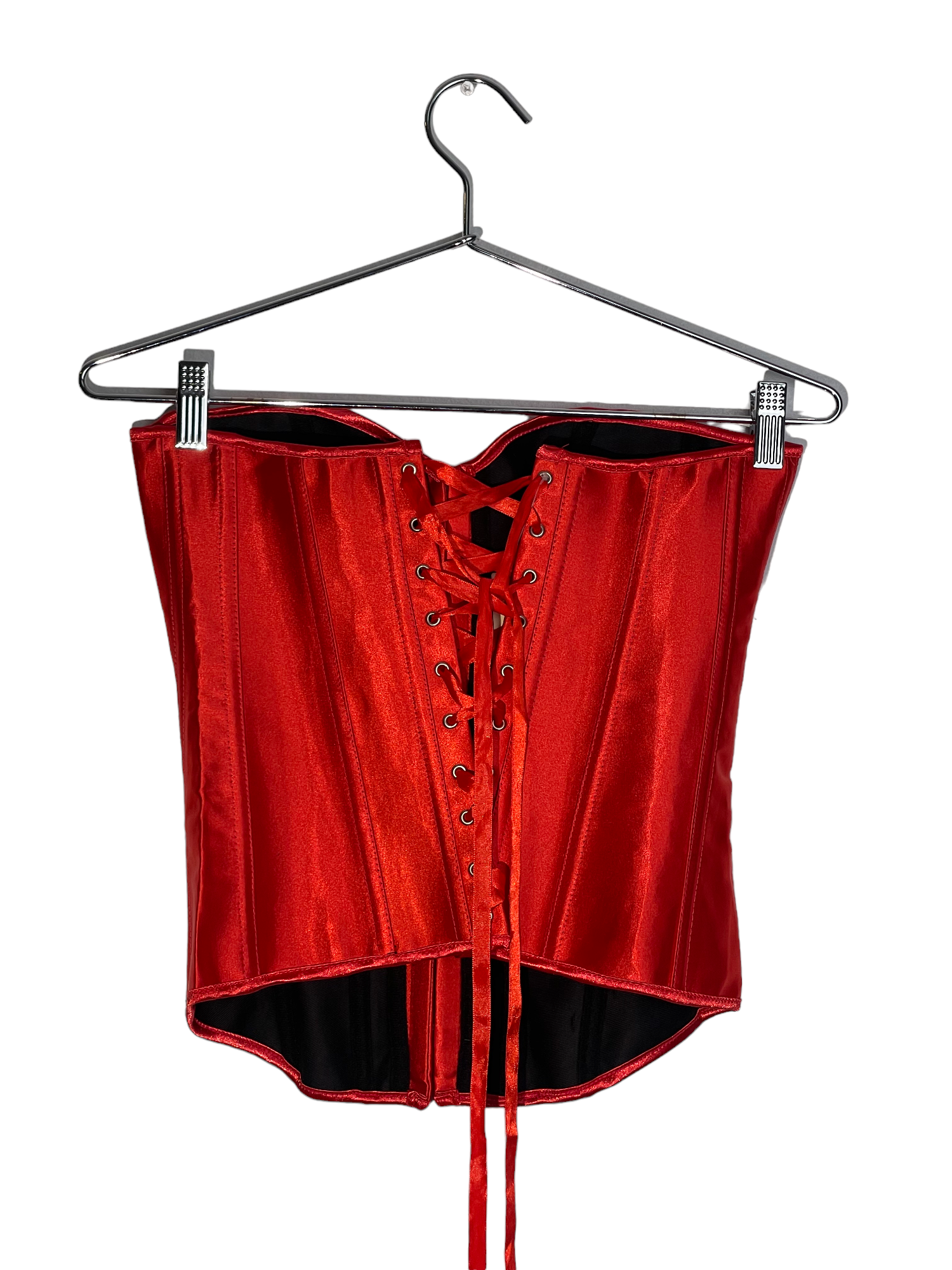 Red Corset With Black Floral Embellishment