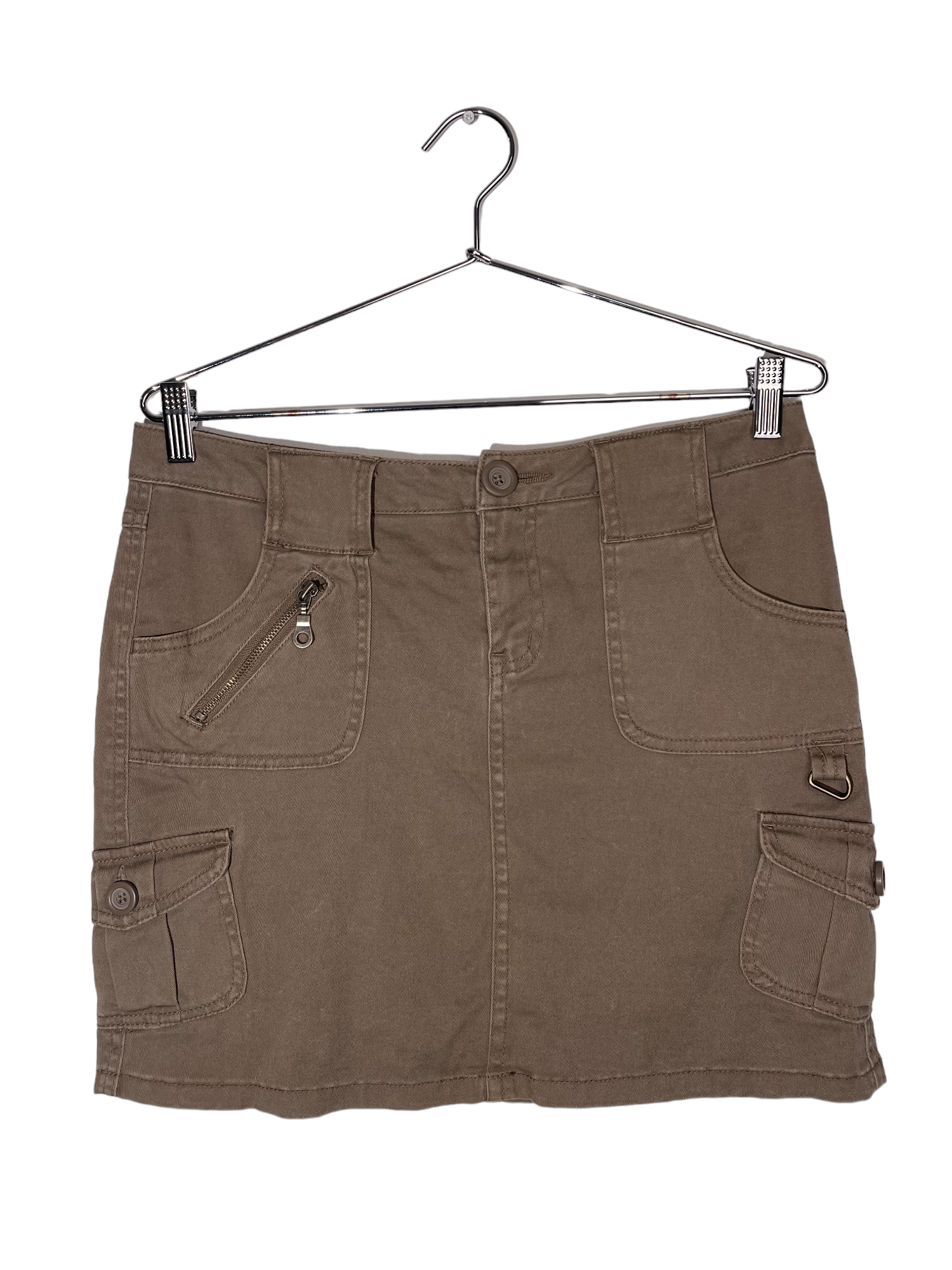 Brown Khaki Mini Cargo Skirt