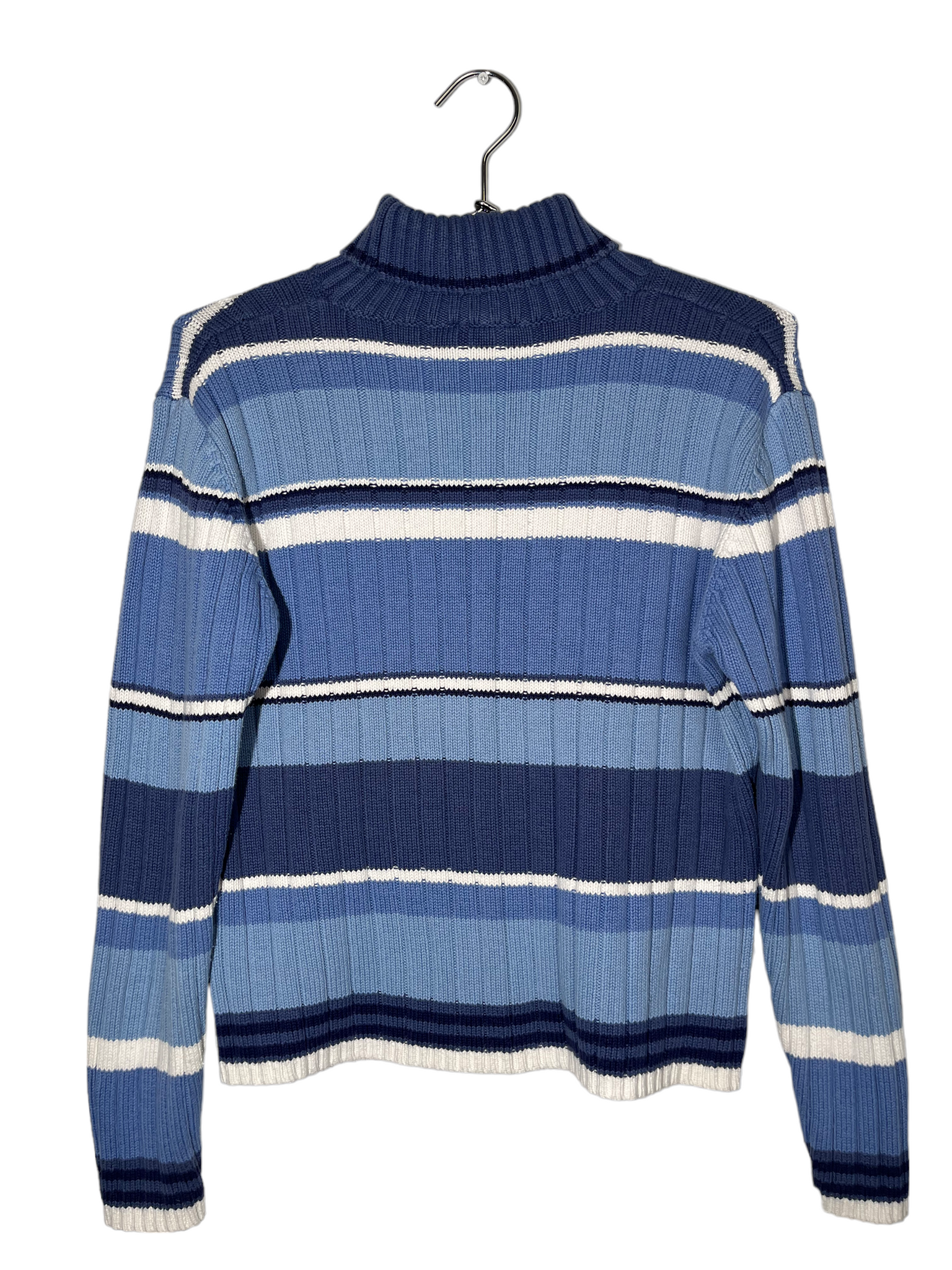 Blue & White Striped Turtle Neck Sweater