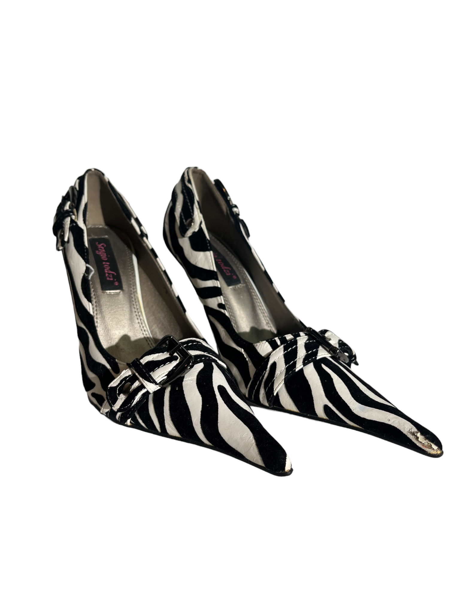 Point Toe Zebra Print Heels