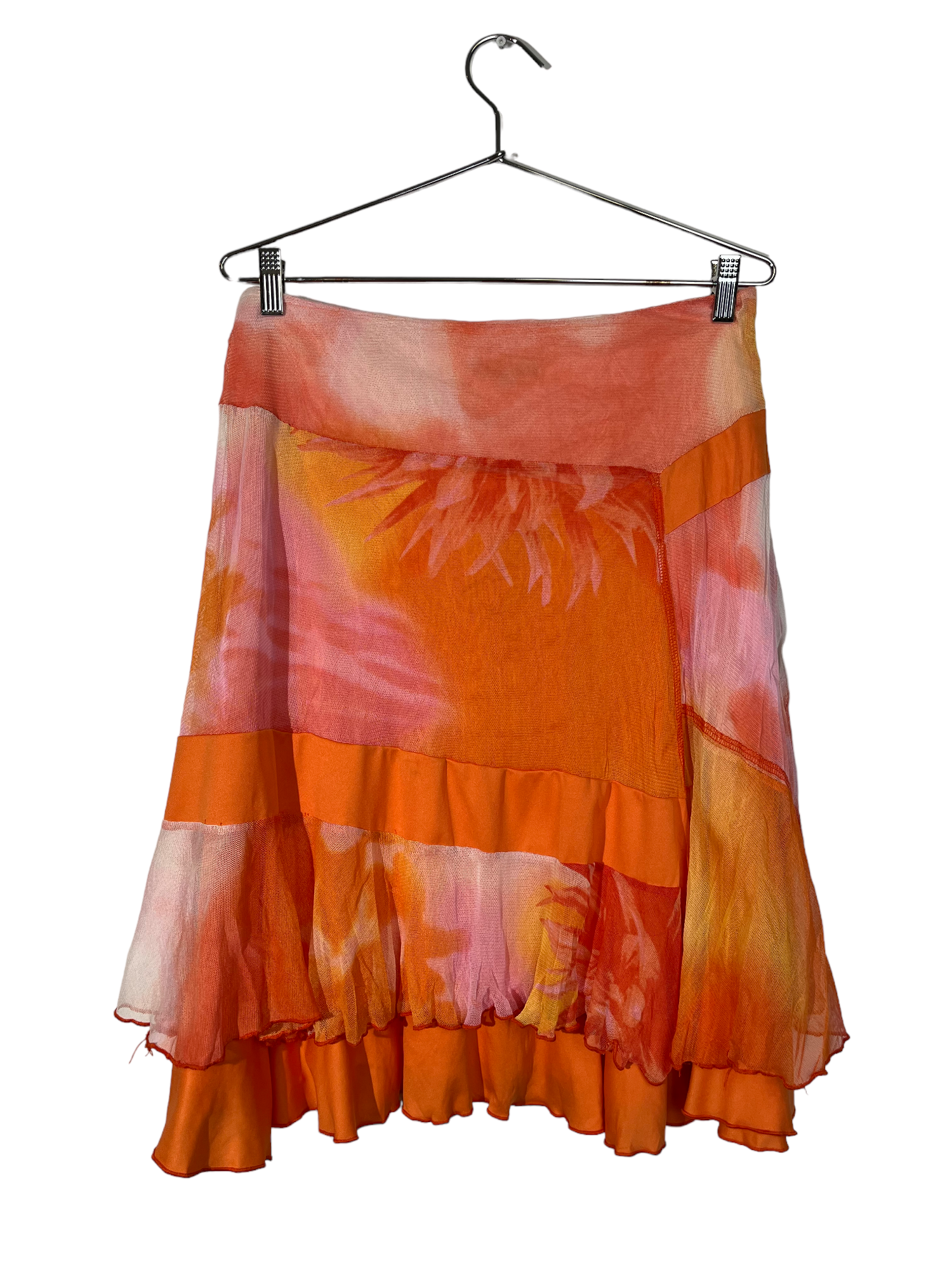 Orange & Pink Patchwork Midi Skirt