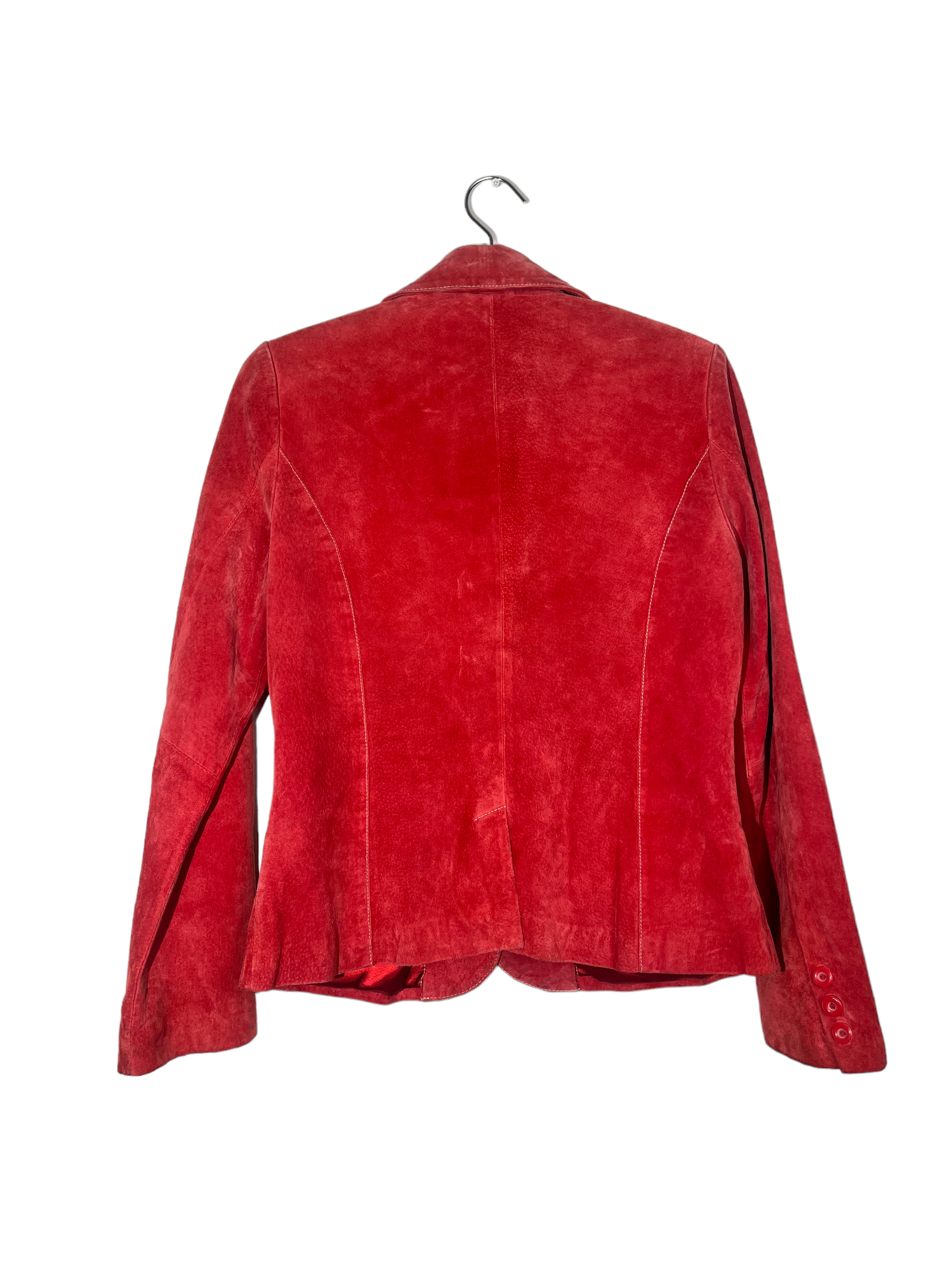 Red Suede Buttoned Jacket