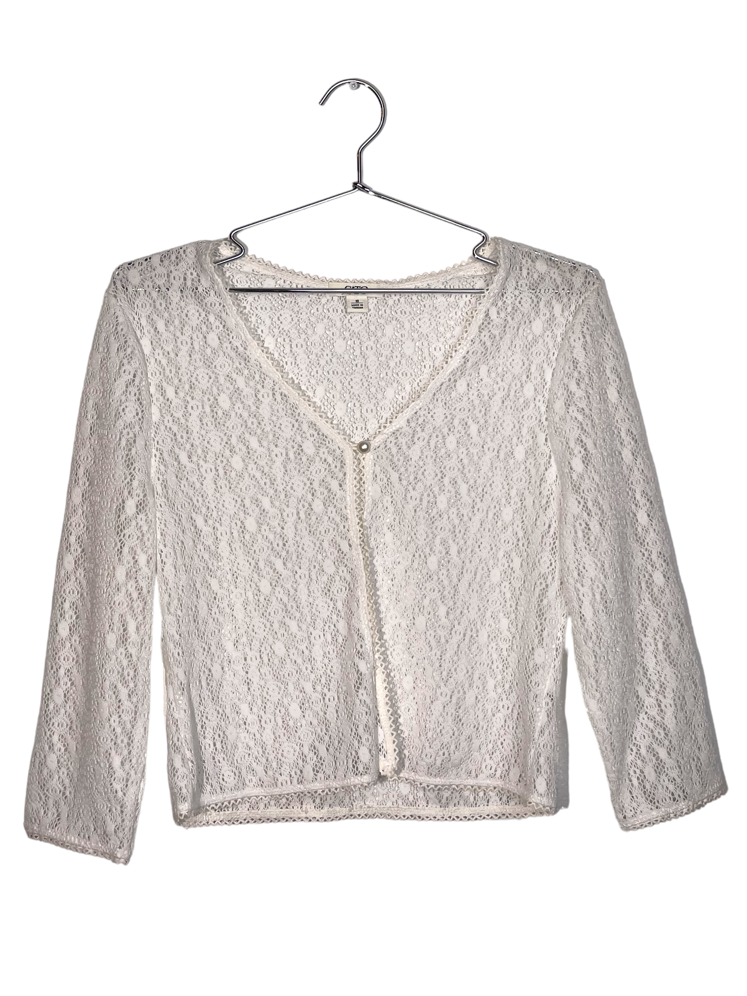 Cato White Mesh Pearl Cardigan