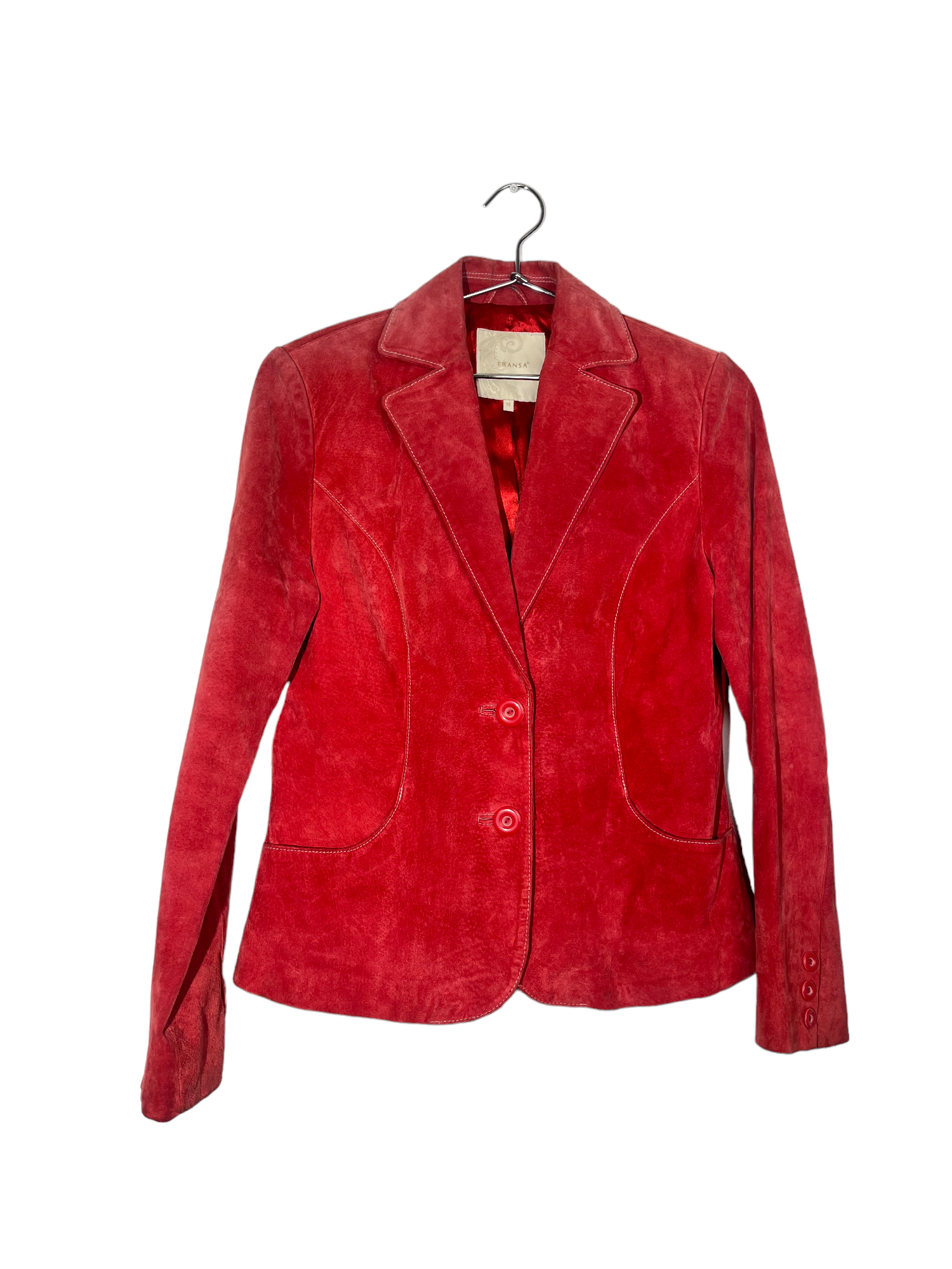 Red Suede Buttoned Jacket