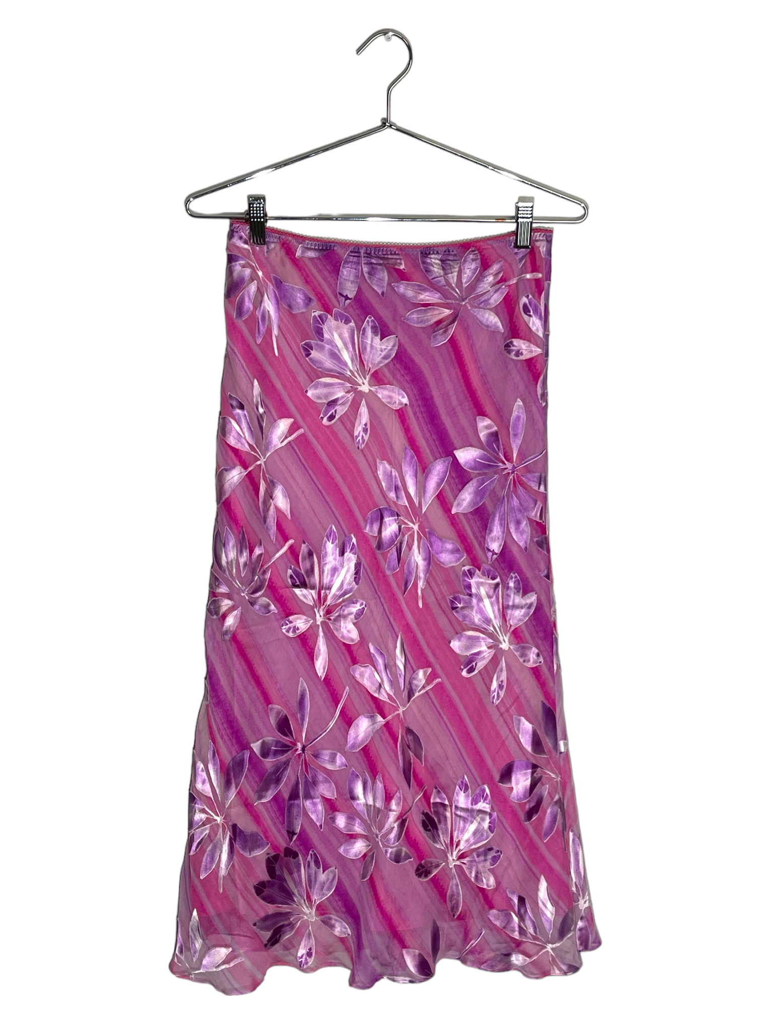 Silk Purple Midi Skirt With Flowers