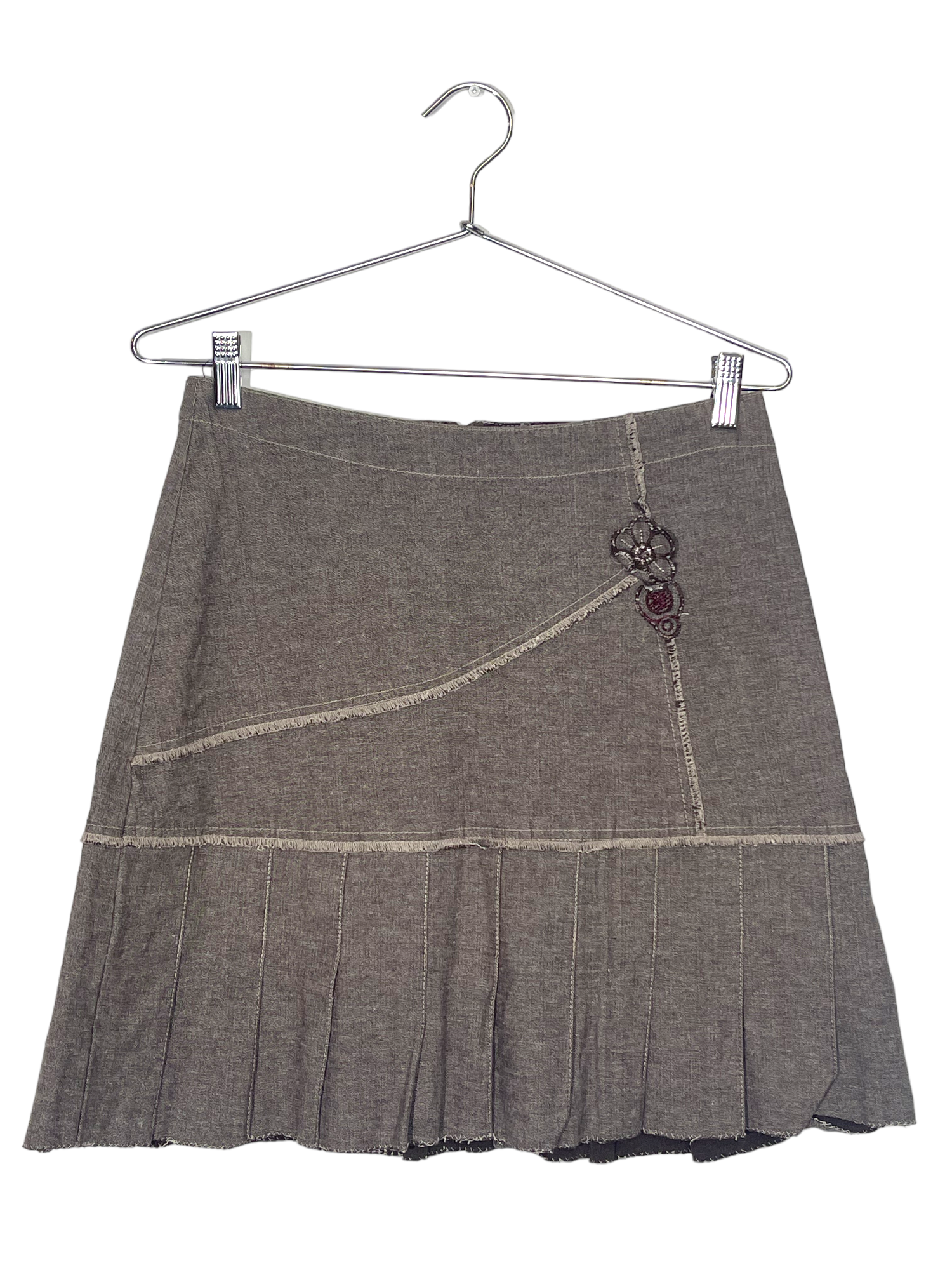 Gray Denim Pleated Skirt