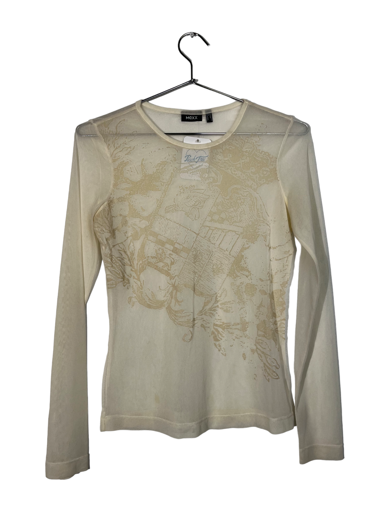 MGXX Cream Sheer Long Sleeve Top