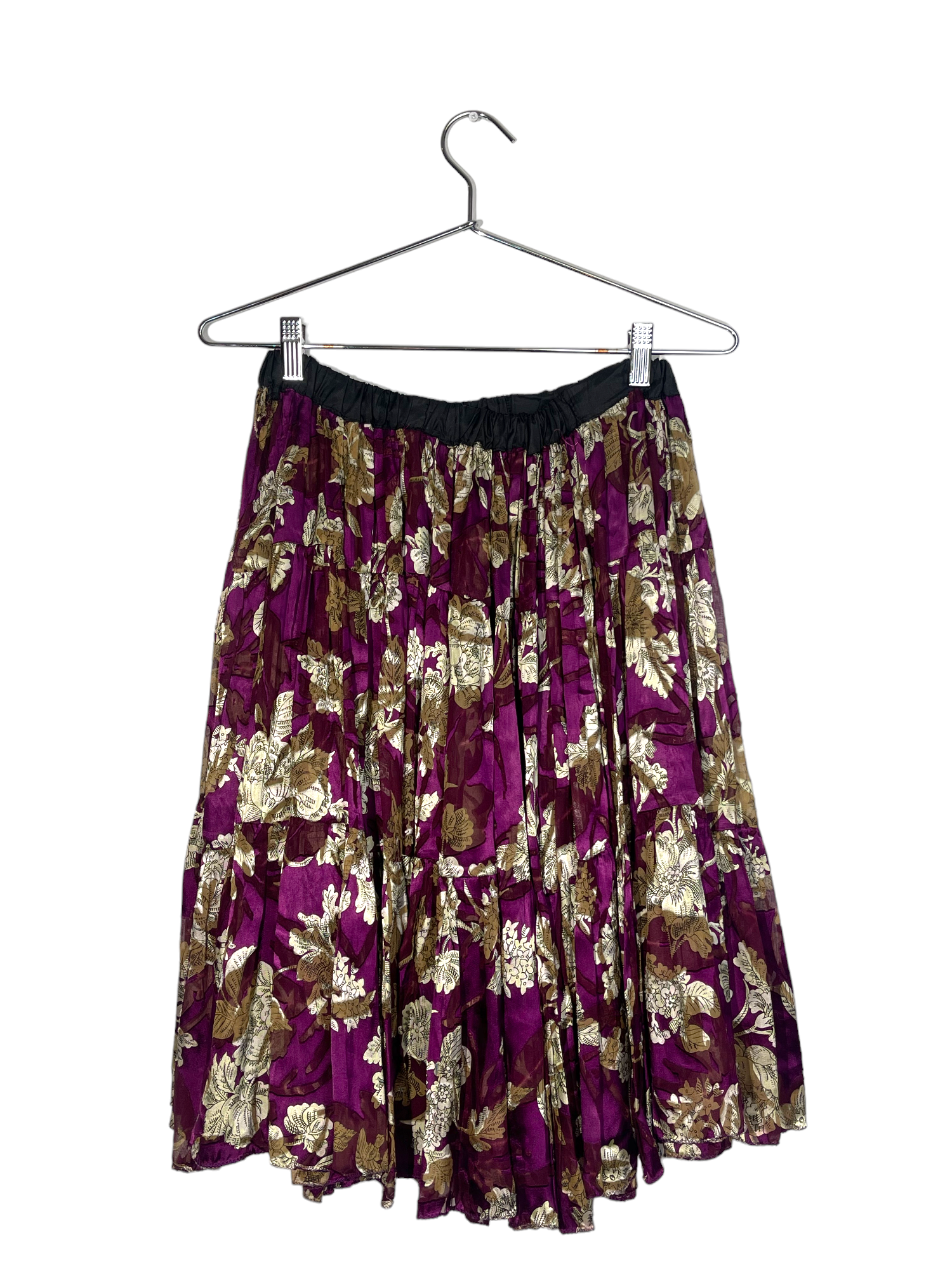 Purple Floral Sheer Flow-y Skirt