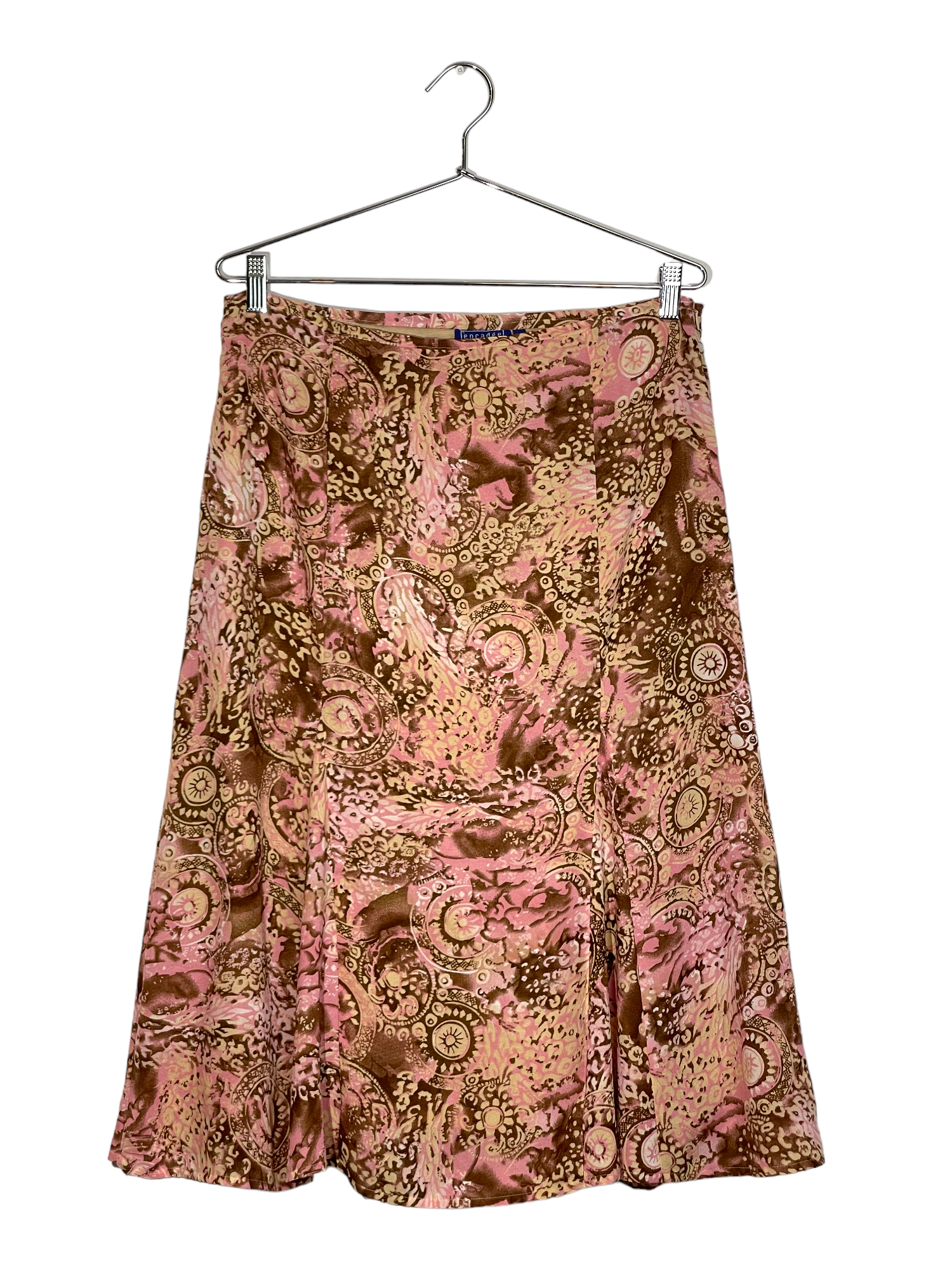 Pink Multi Patterned Midi Skirt