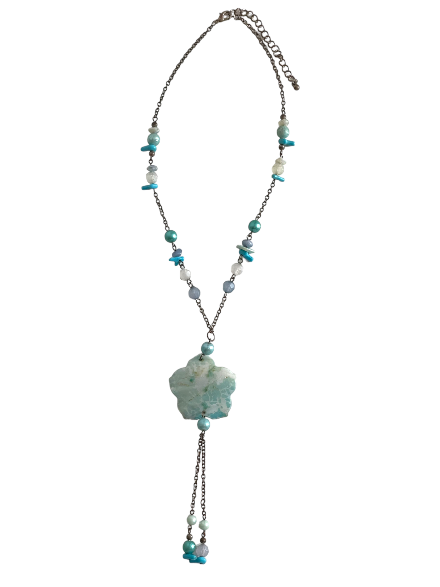 Blue Flower & Beads Necklace