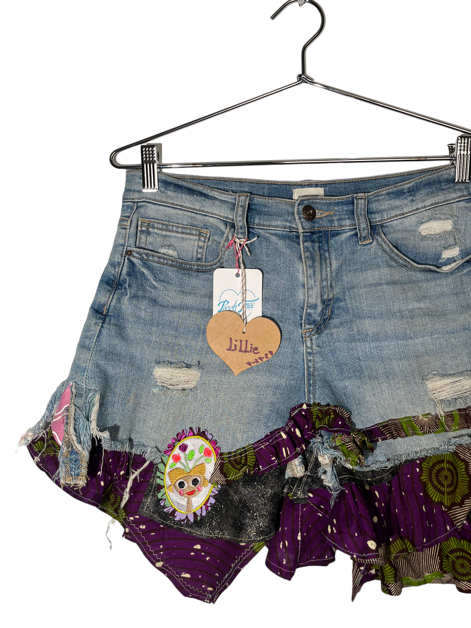 By Mechis "Lillie" Denim Skirt with Scrap Fabric Design