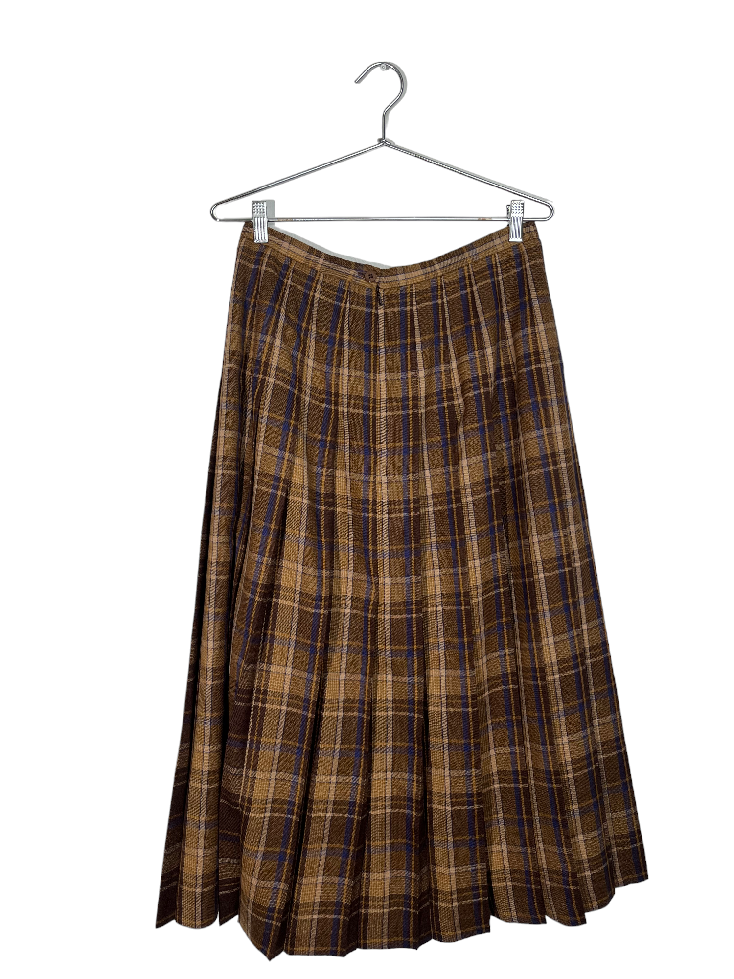 Brown Plaid Pleated Maxi Skirt