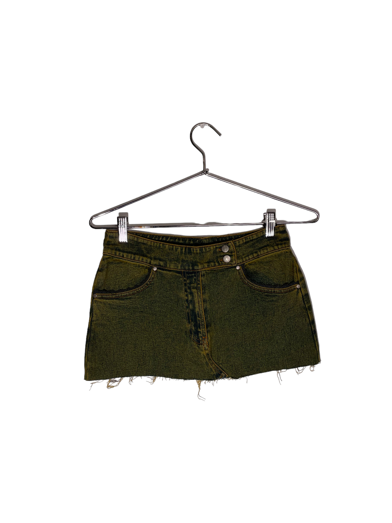 Green Wash Denim Mini Skirt