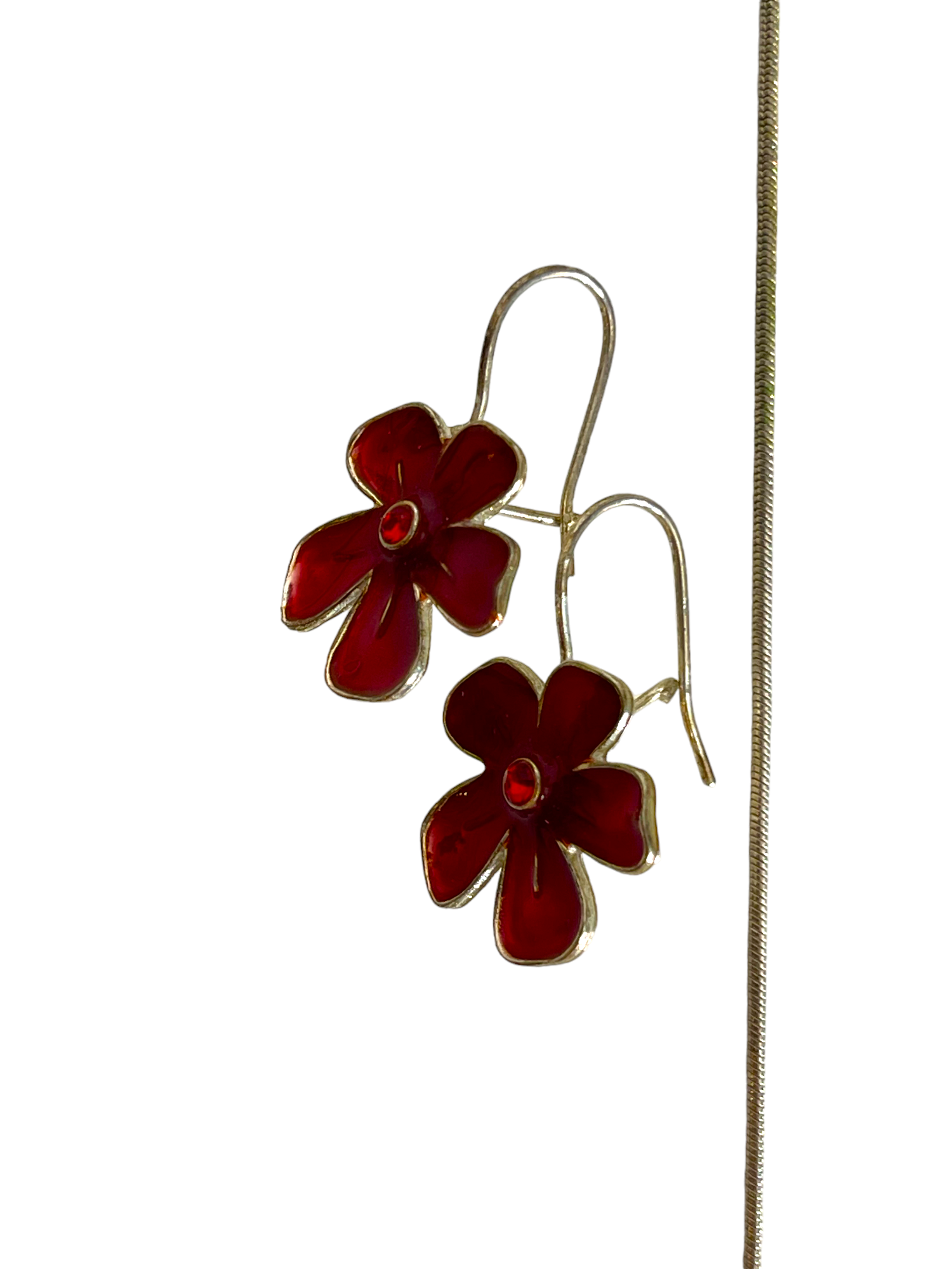 Burgundy Flower Pendant Earrings & Necklace Set