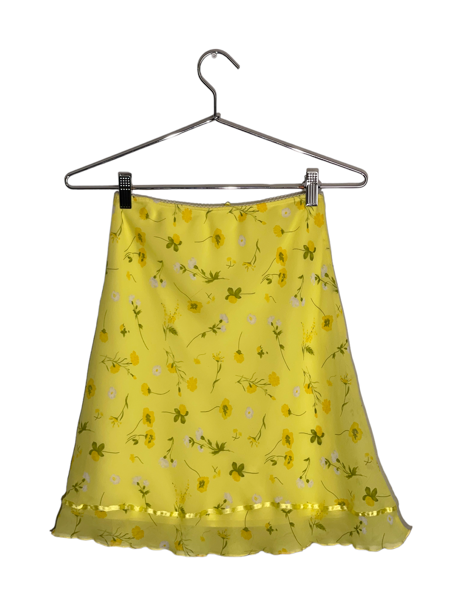 Yellow Floral Midi Skirt