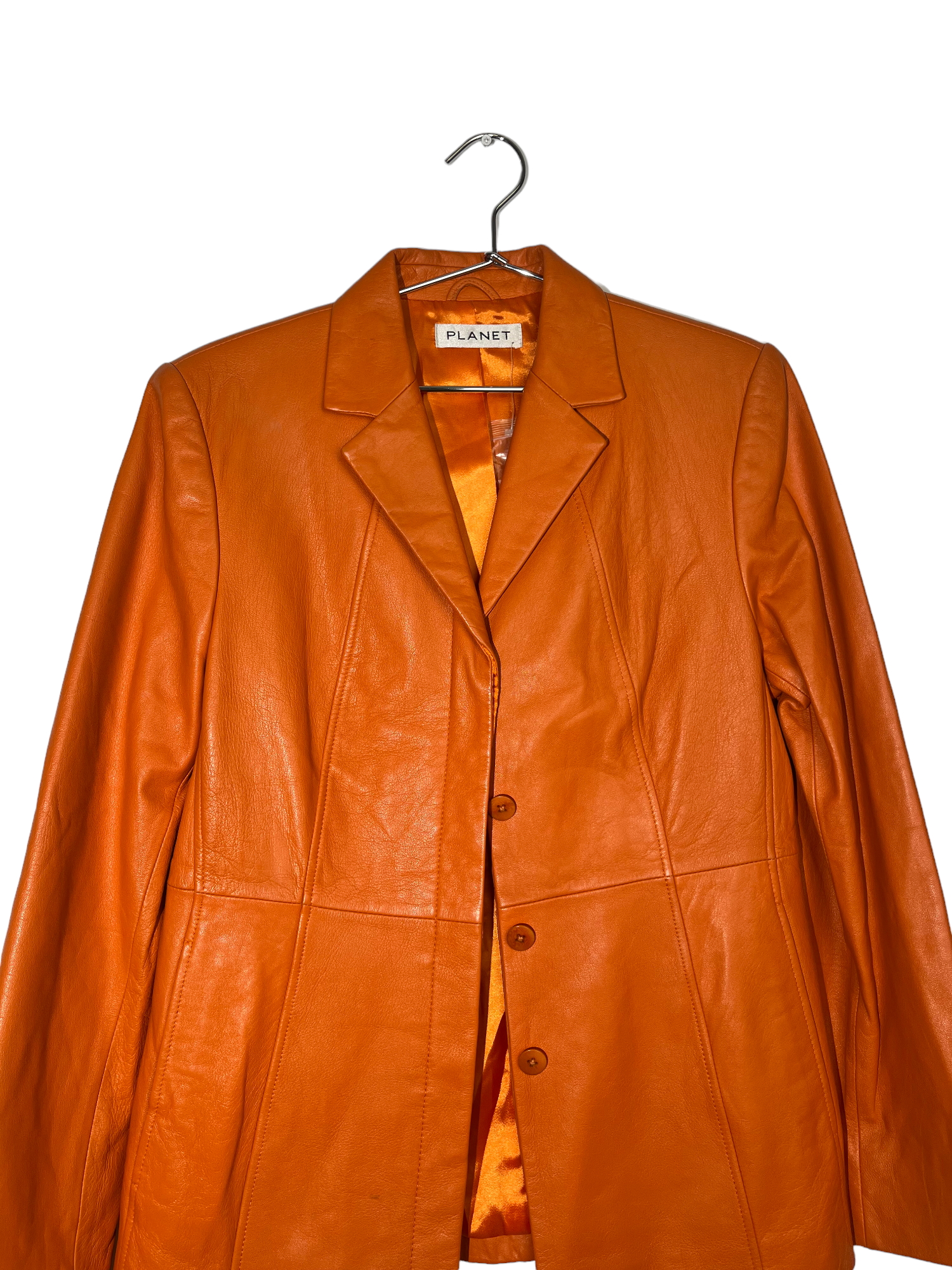 Orange Planet Leather Jacket