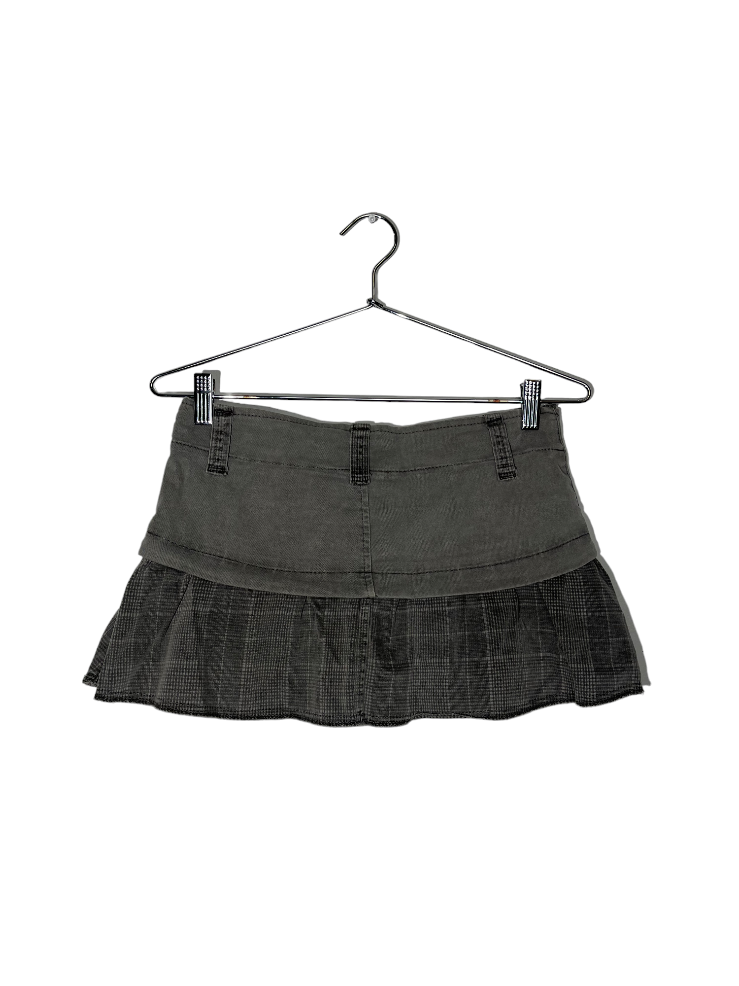 Pleated Grey Plaid Mini Skirt