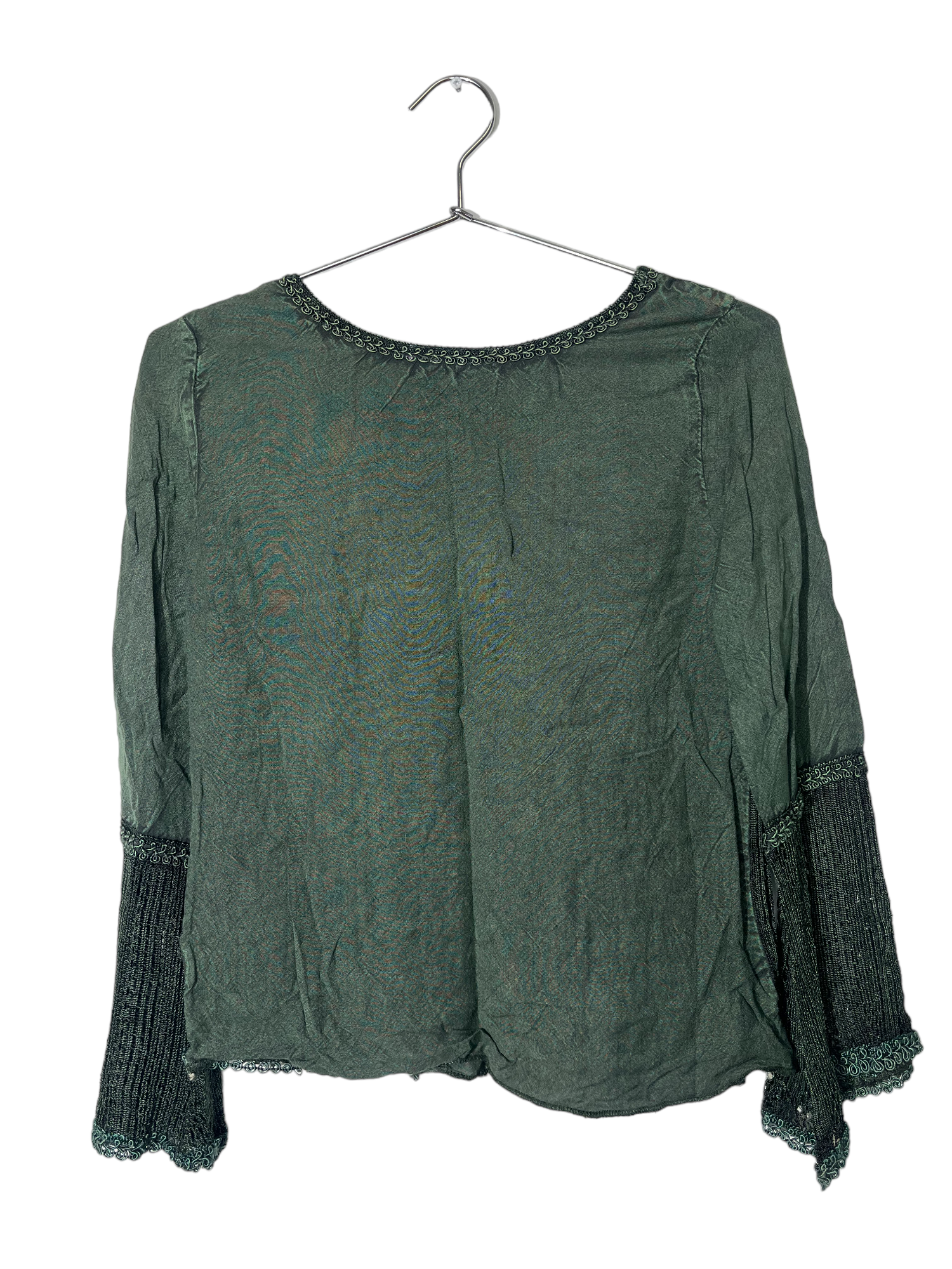 Charlotte’s Green Bell Sleeve Embroidered Top