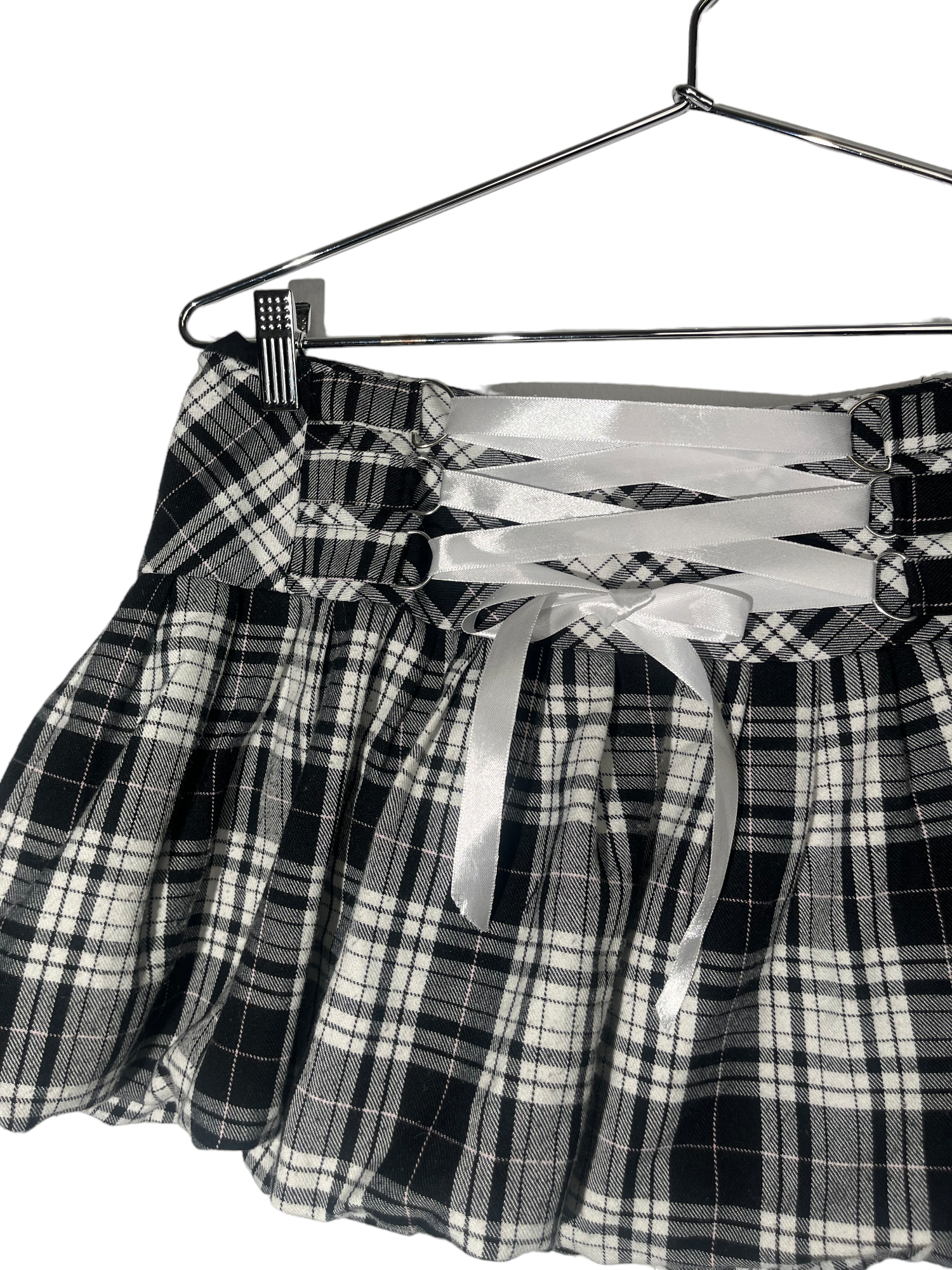 Parachute Lace Plaid Mini Skirt