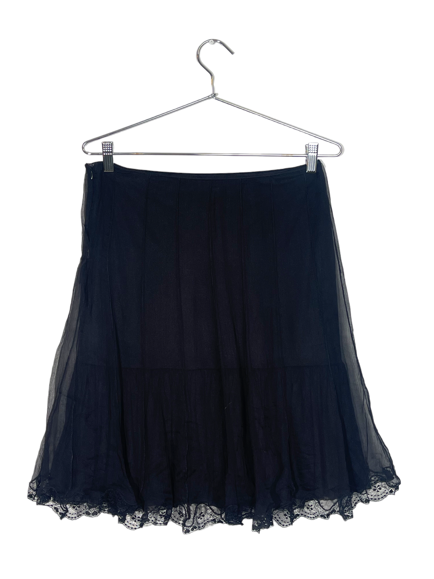 Black Silk Midi Skirt