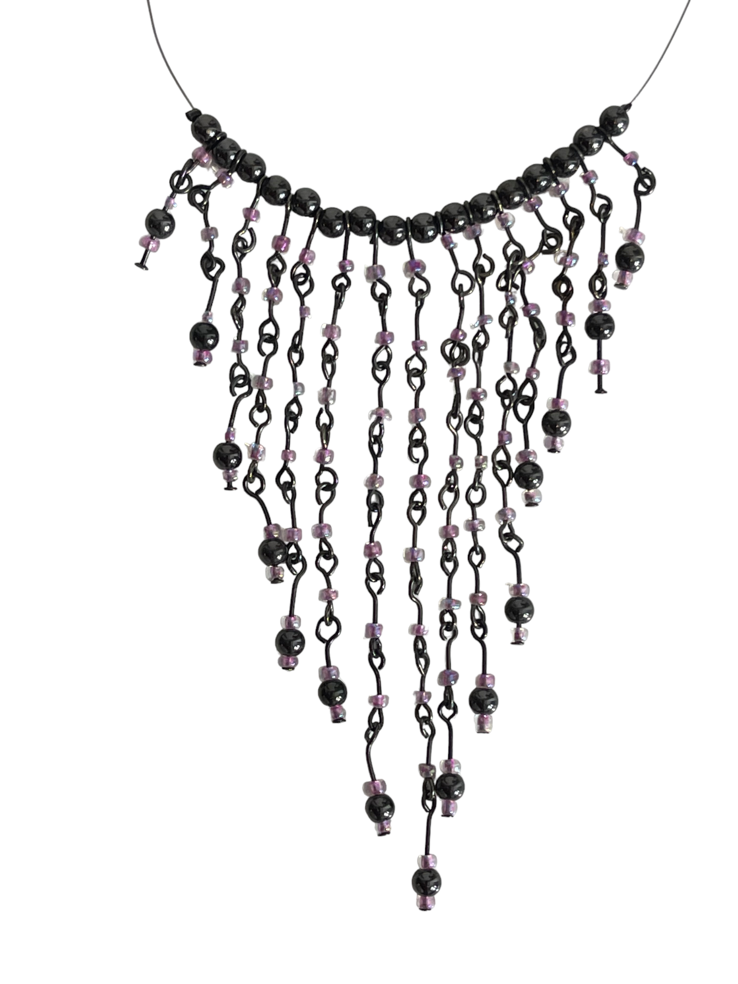 Purple Beads Wire Necklace