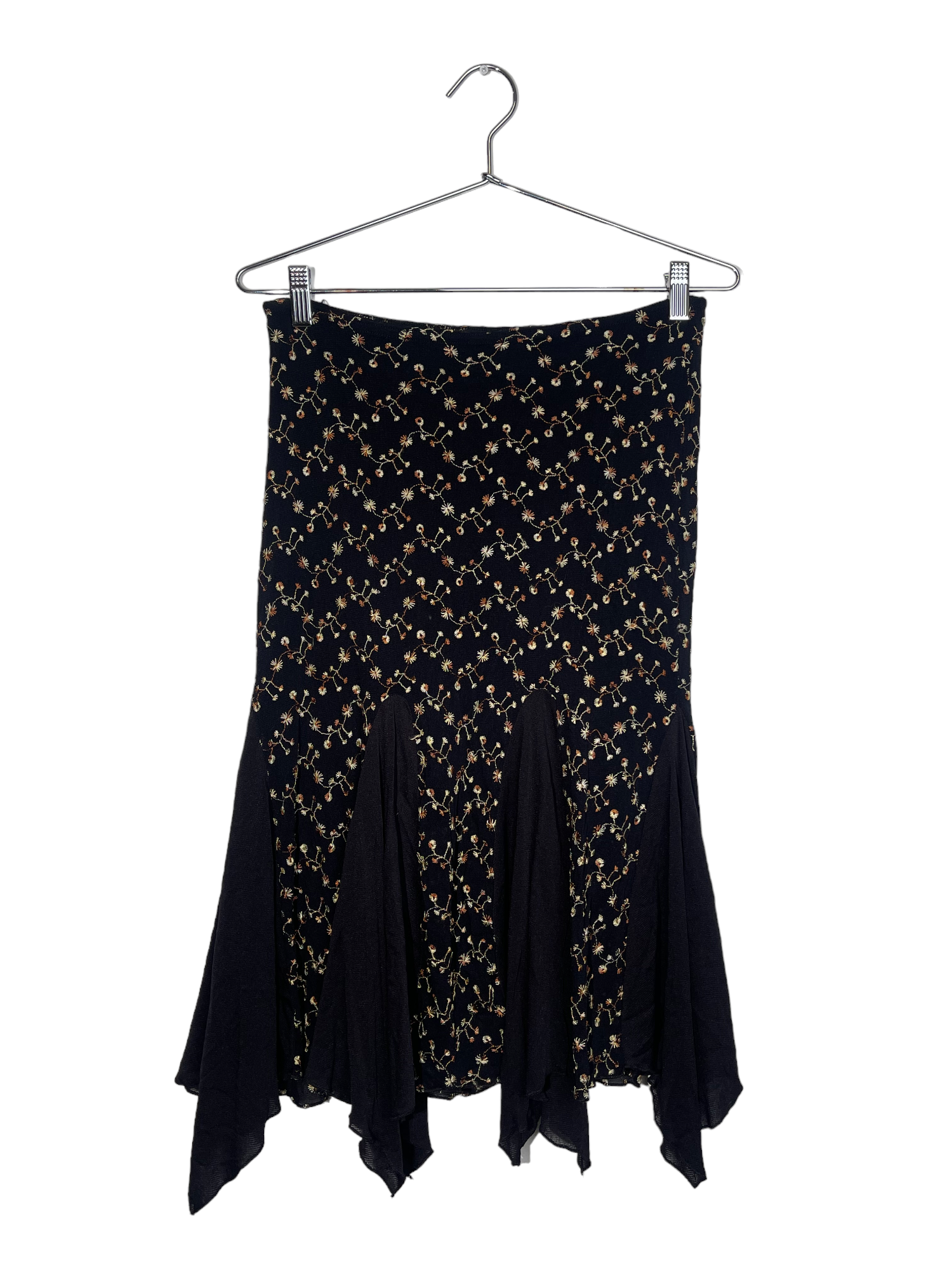 Black And Brown Floral Pannel Skirt