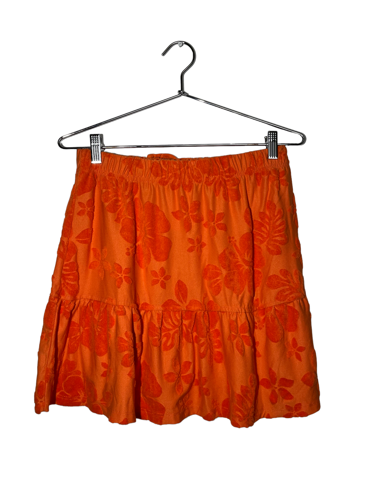 Orange Floral Pleated Skirt