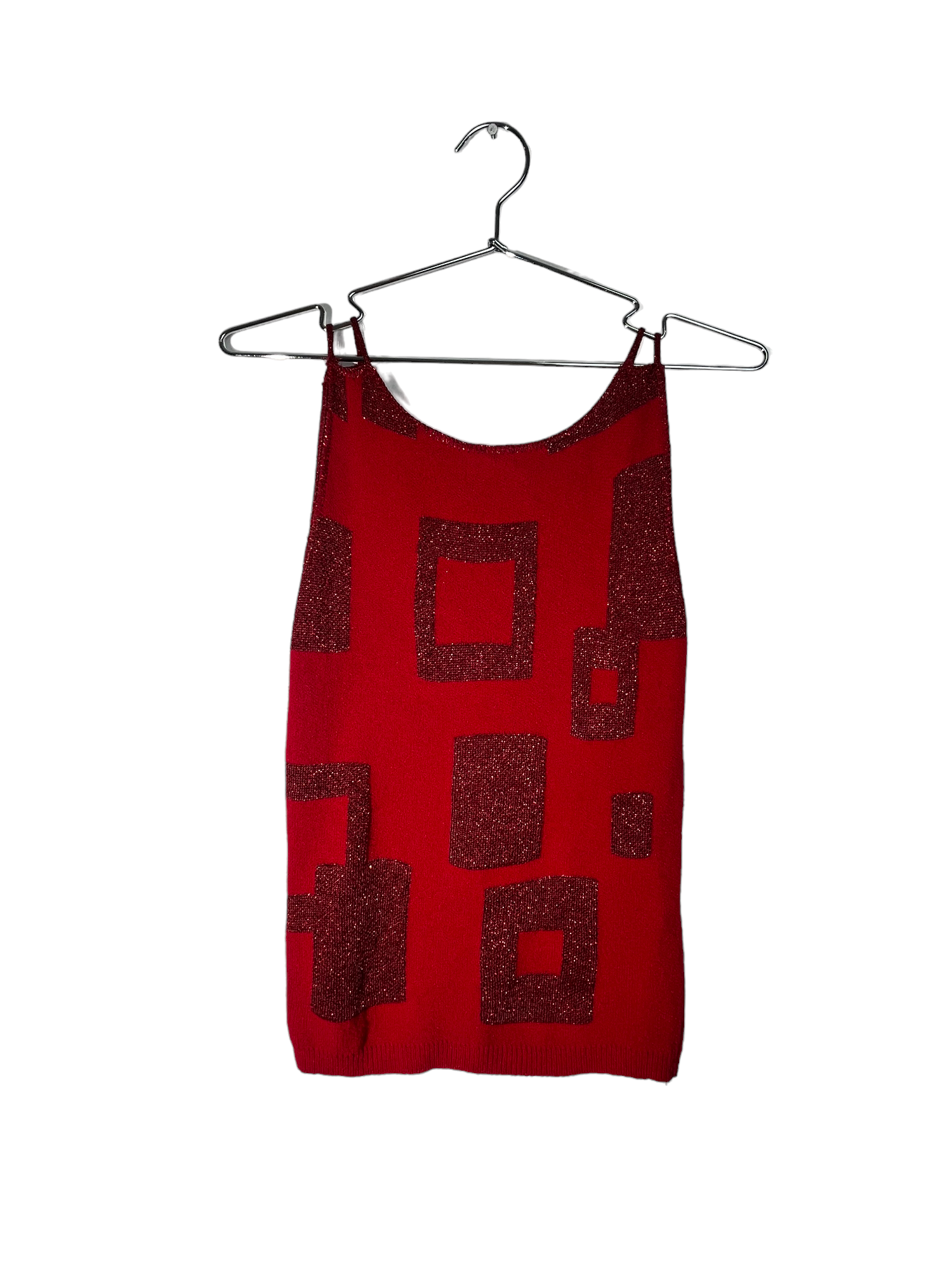 Red Square Pattern Tank Top