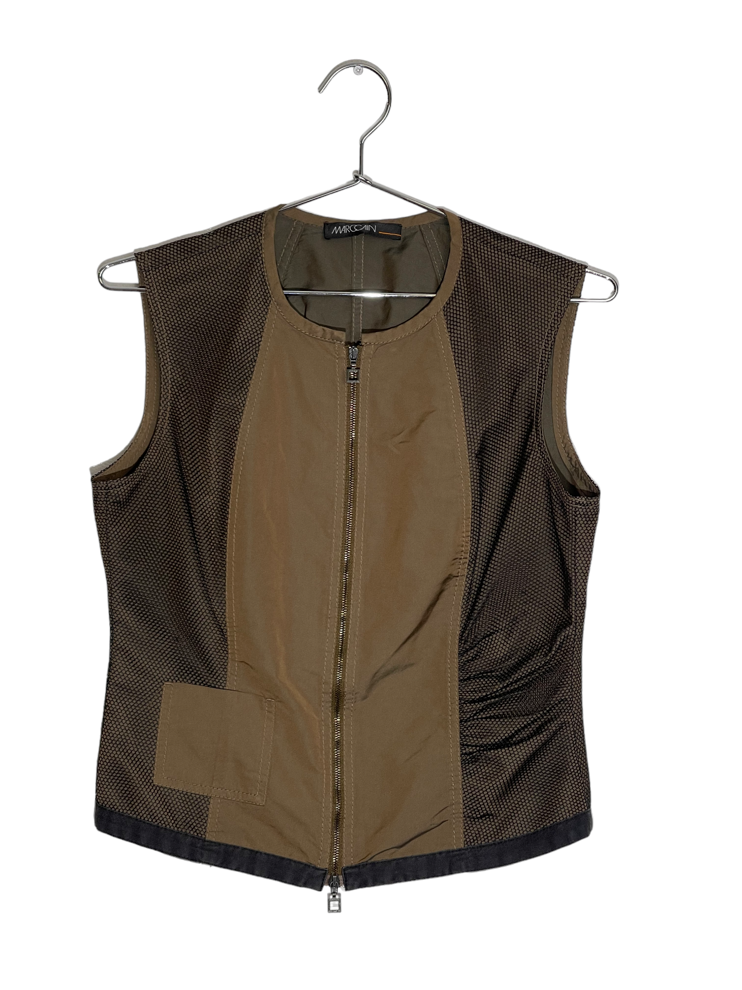 Brown Cargo Vest With Black Mesh