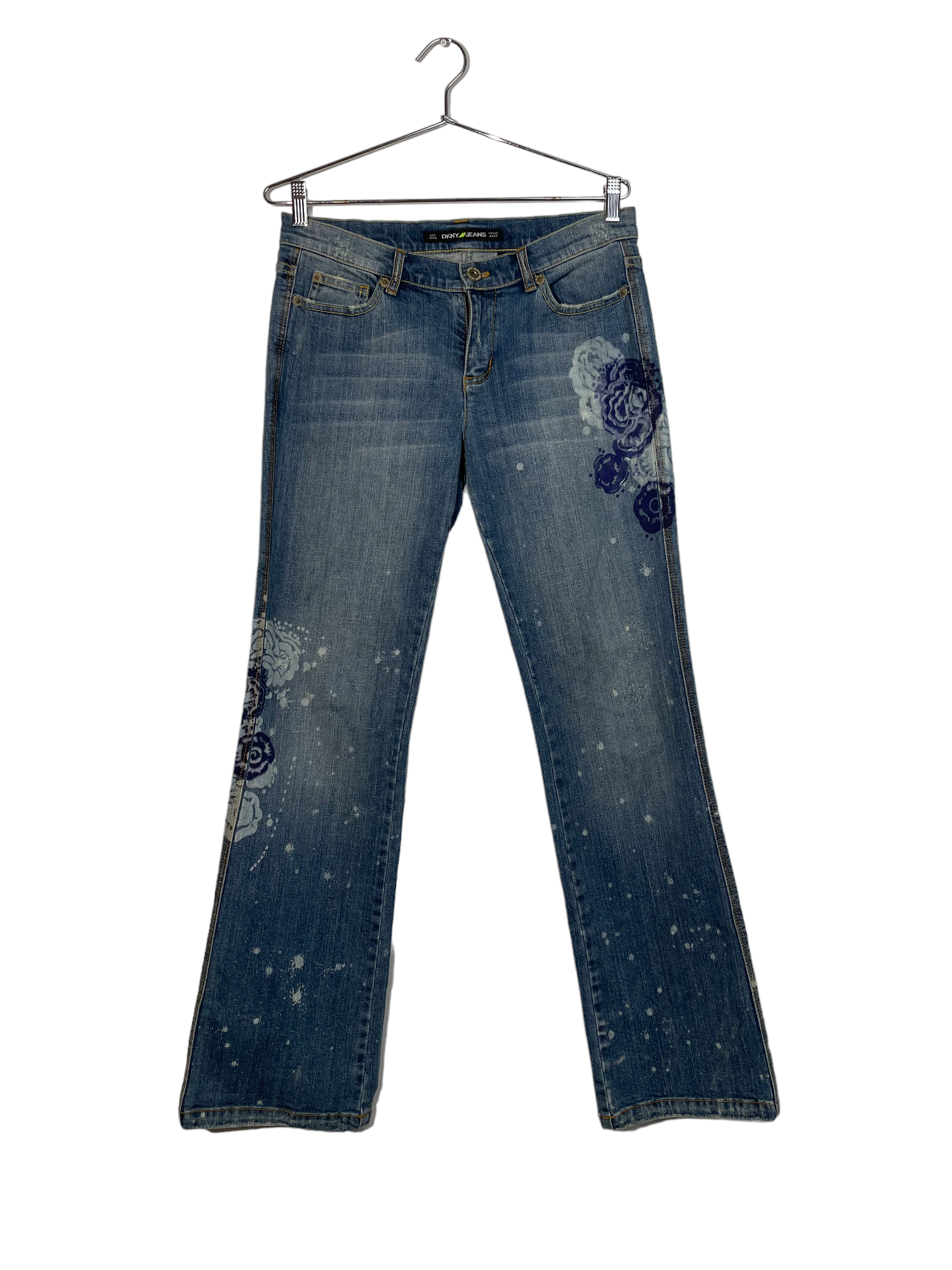 Denim Jeans With Flower Painting