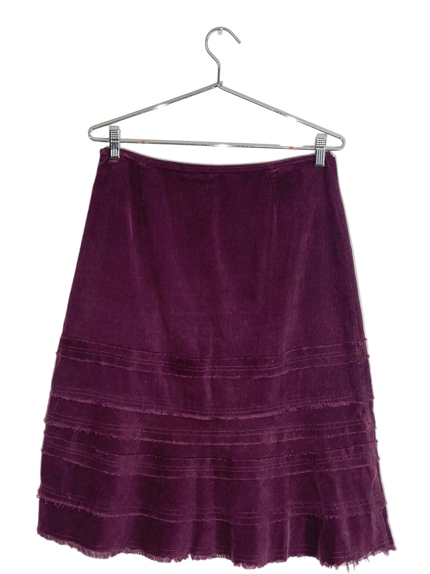 Purple Corduroy Midi Layered Skirt