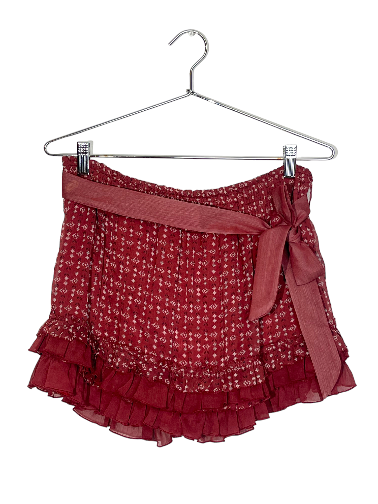 Red Layered Mini Skirt