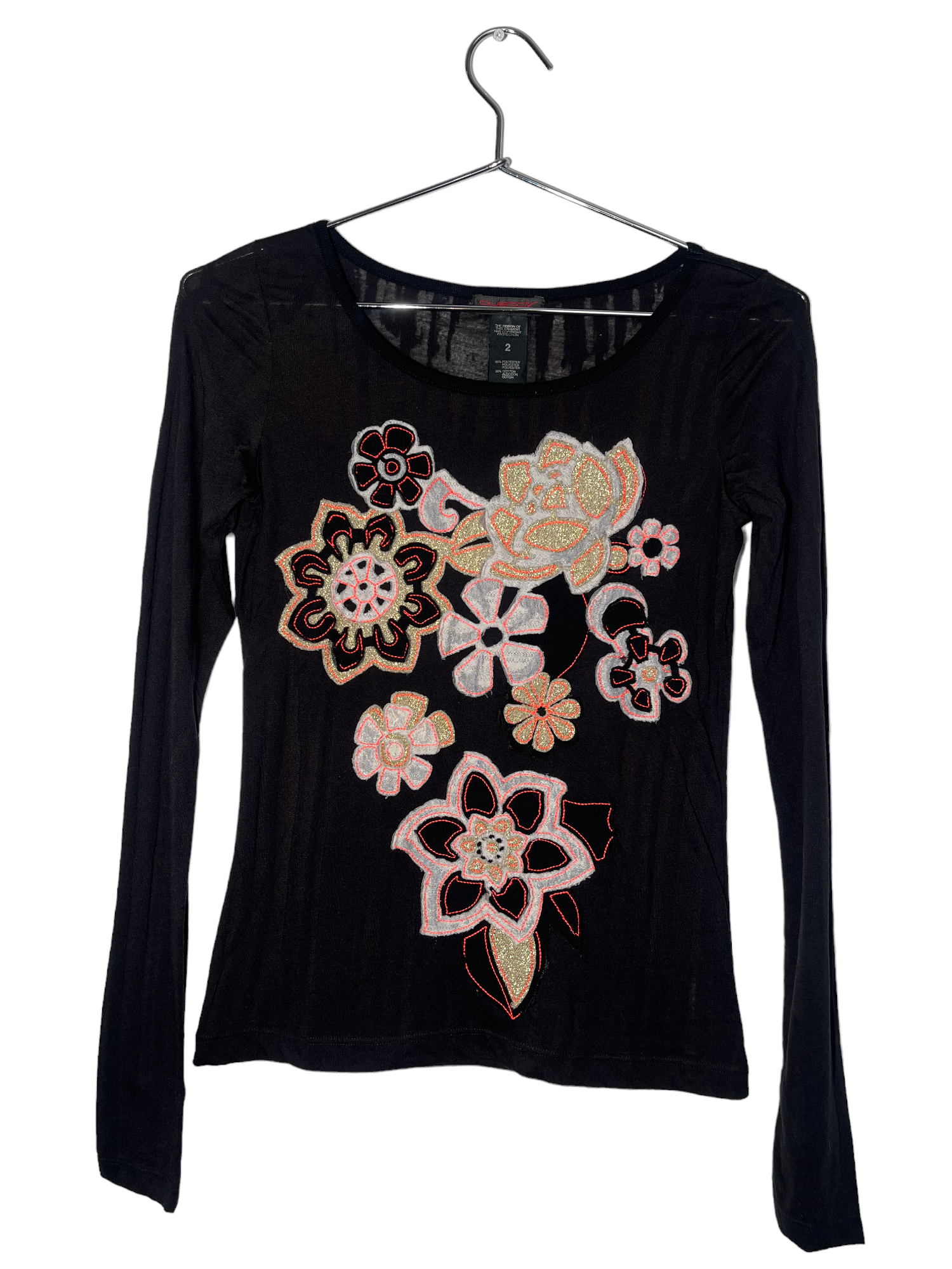 Custo Long Sleeve Top Floral Patchwork Design