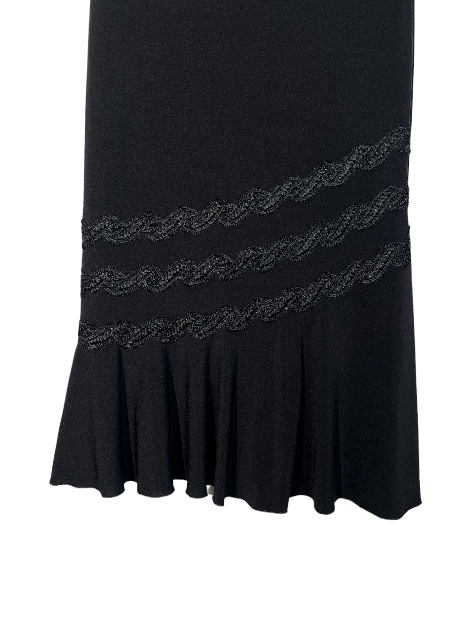 Black Asymmetric Flare Maxi Skirt
