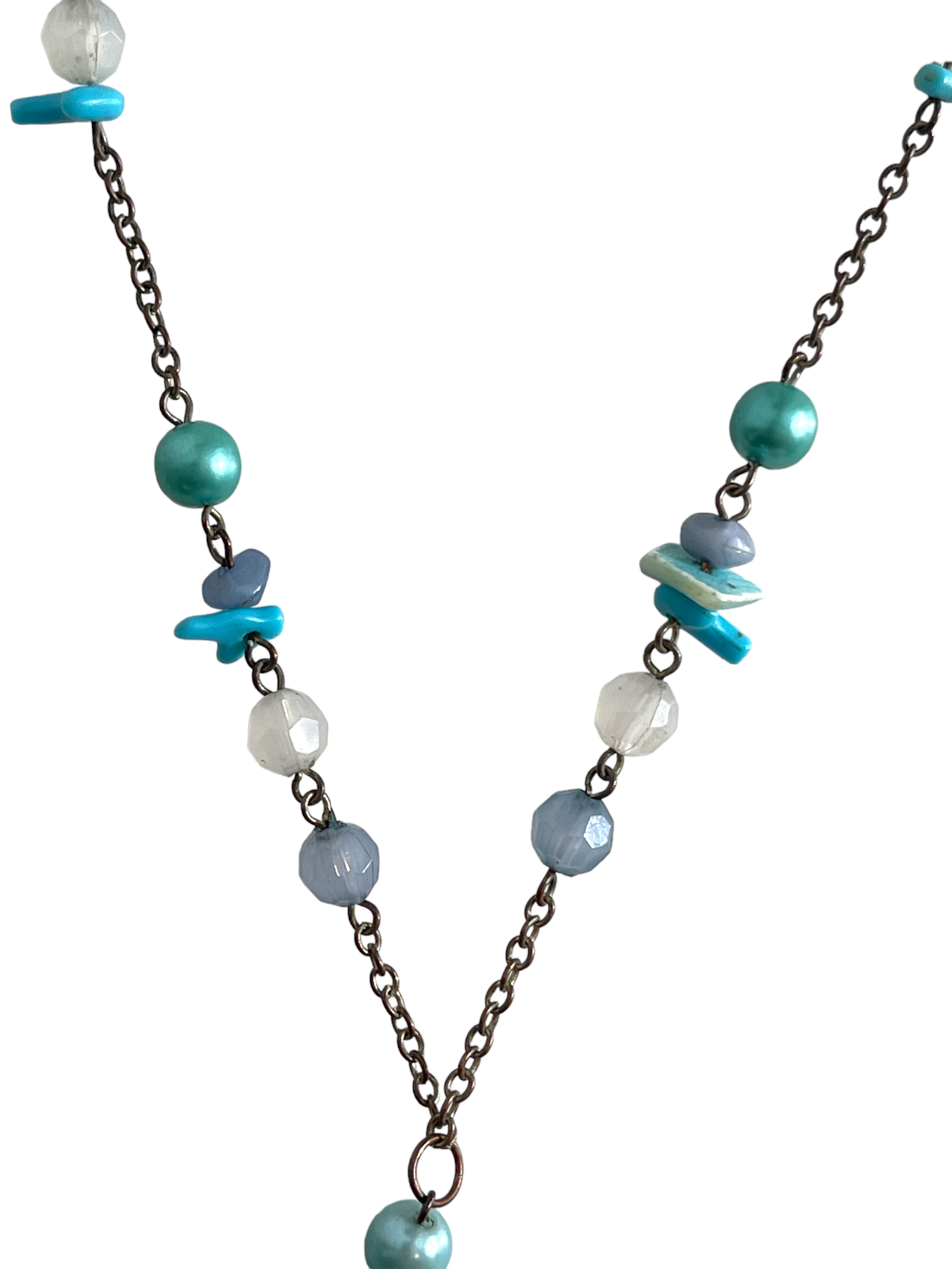 Blue Flower & Beads Necklace