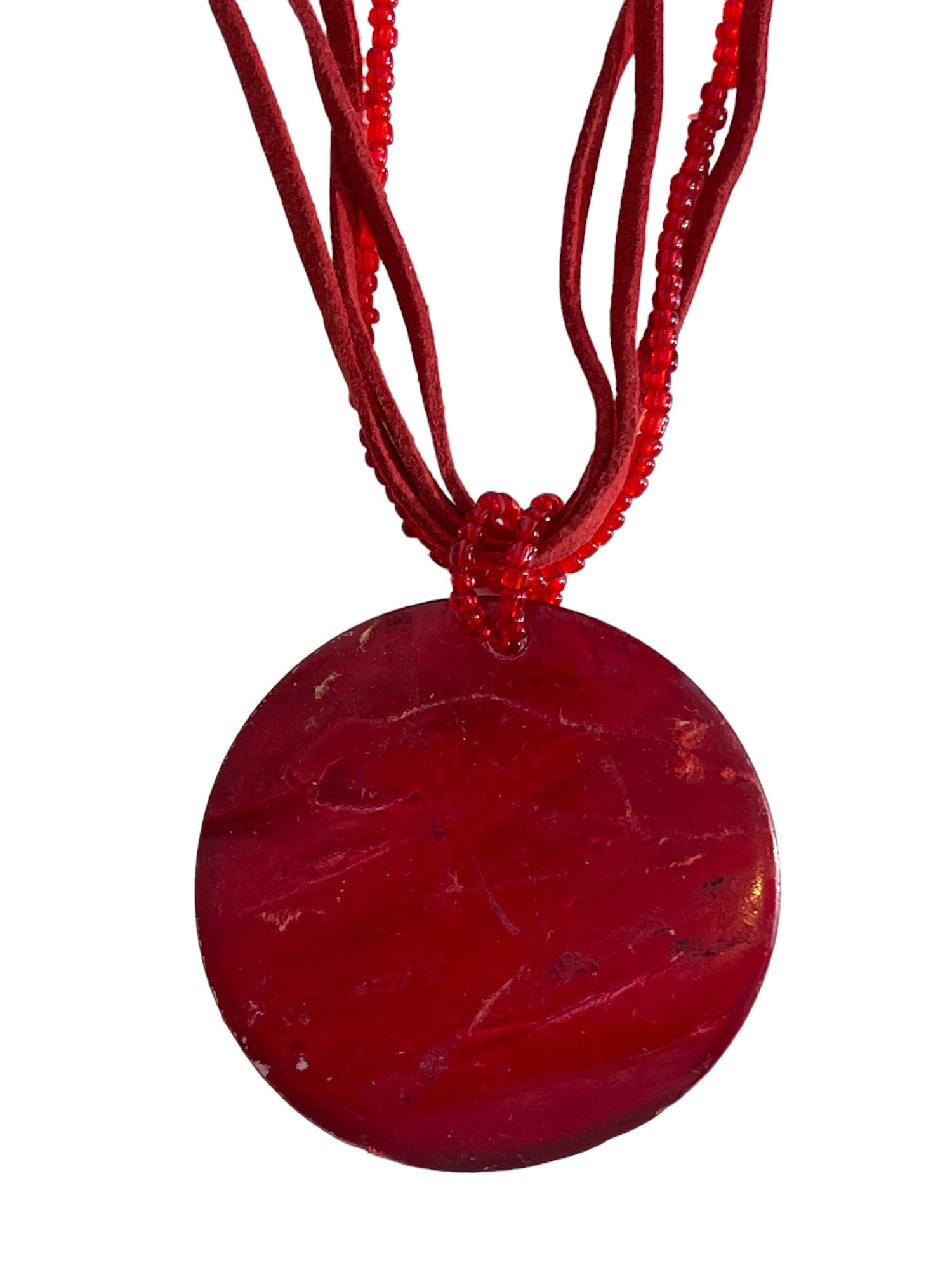 Red Beads & Pendant Necklace