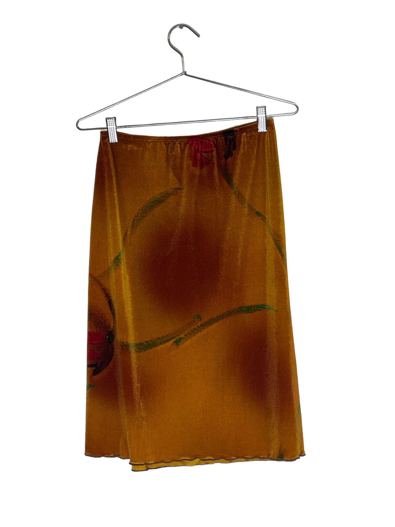 Brown Graphic Velvet Skirt