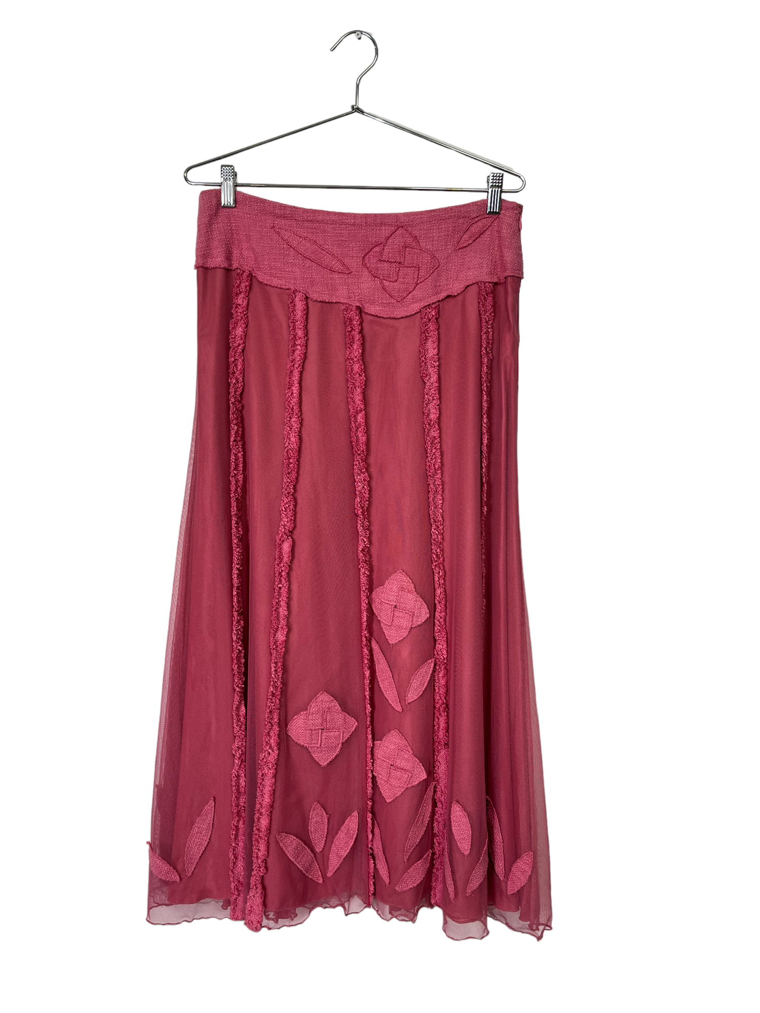 Pink Raw Hem Tulle Skirt