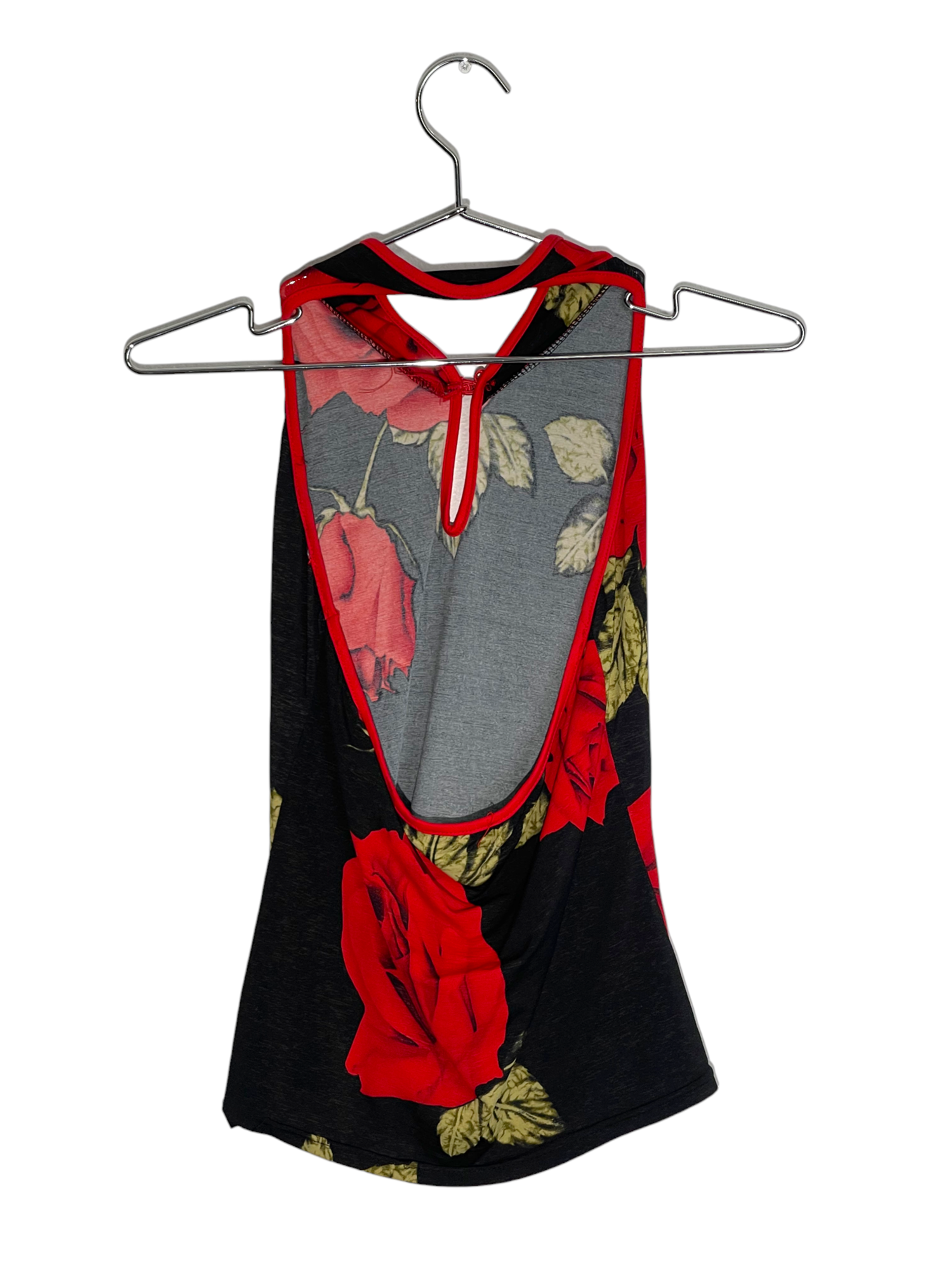 Cheongsam Top With Red Roses Print