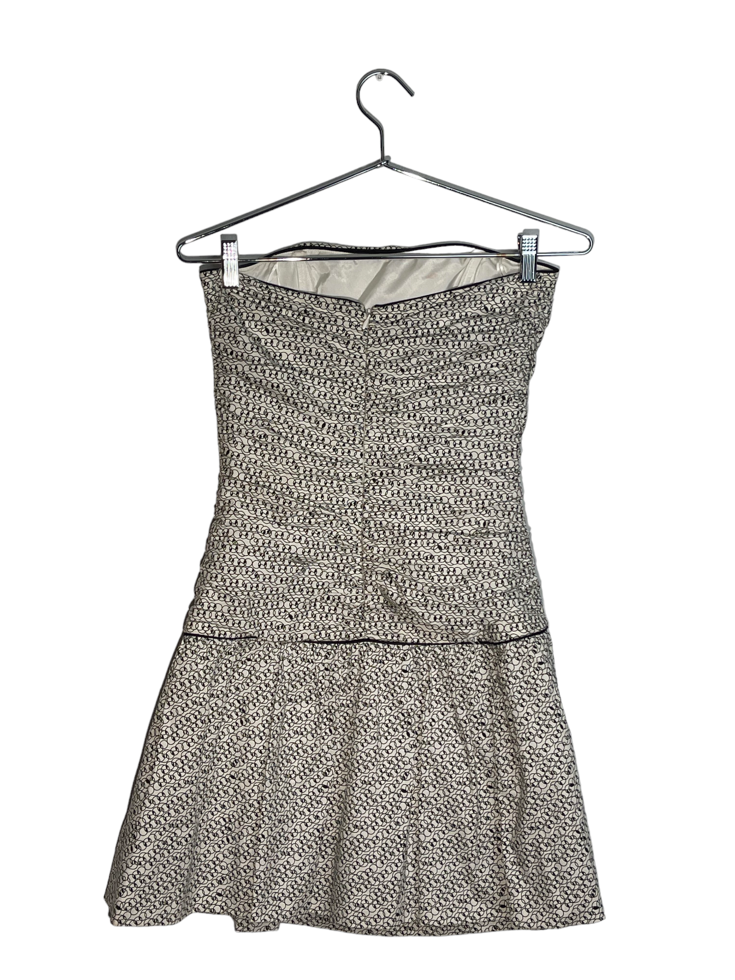 Withe Mini Strapless Dress With Pattern