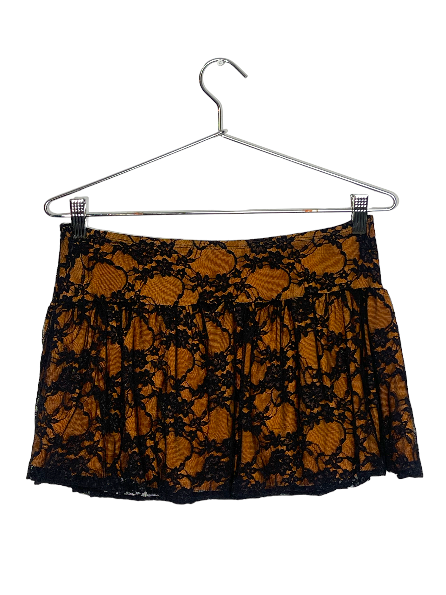 Black Lace Over Orange Mini Skirt