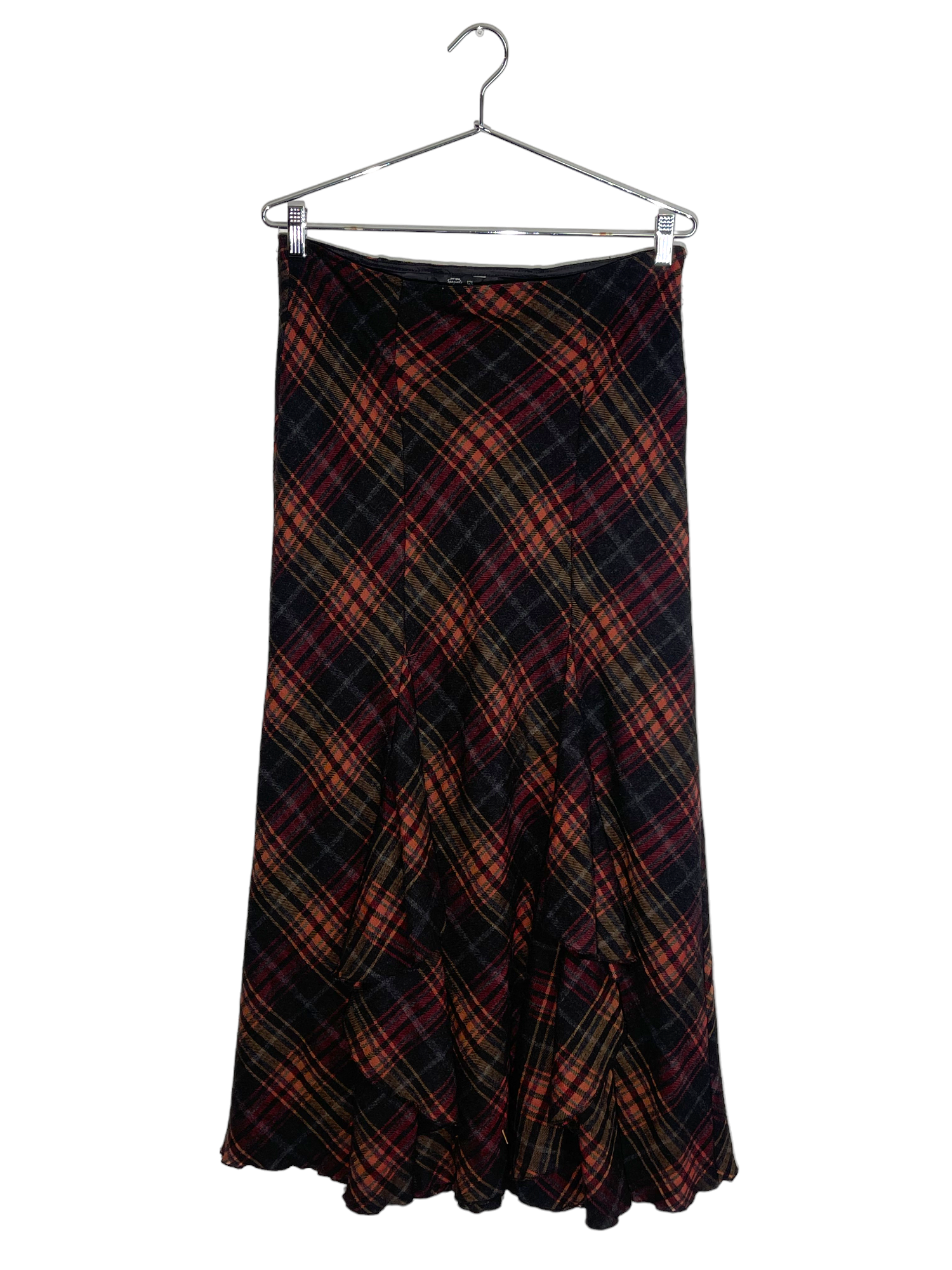 Plaid Ruffle Maxi Skirt